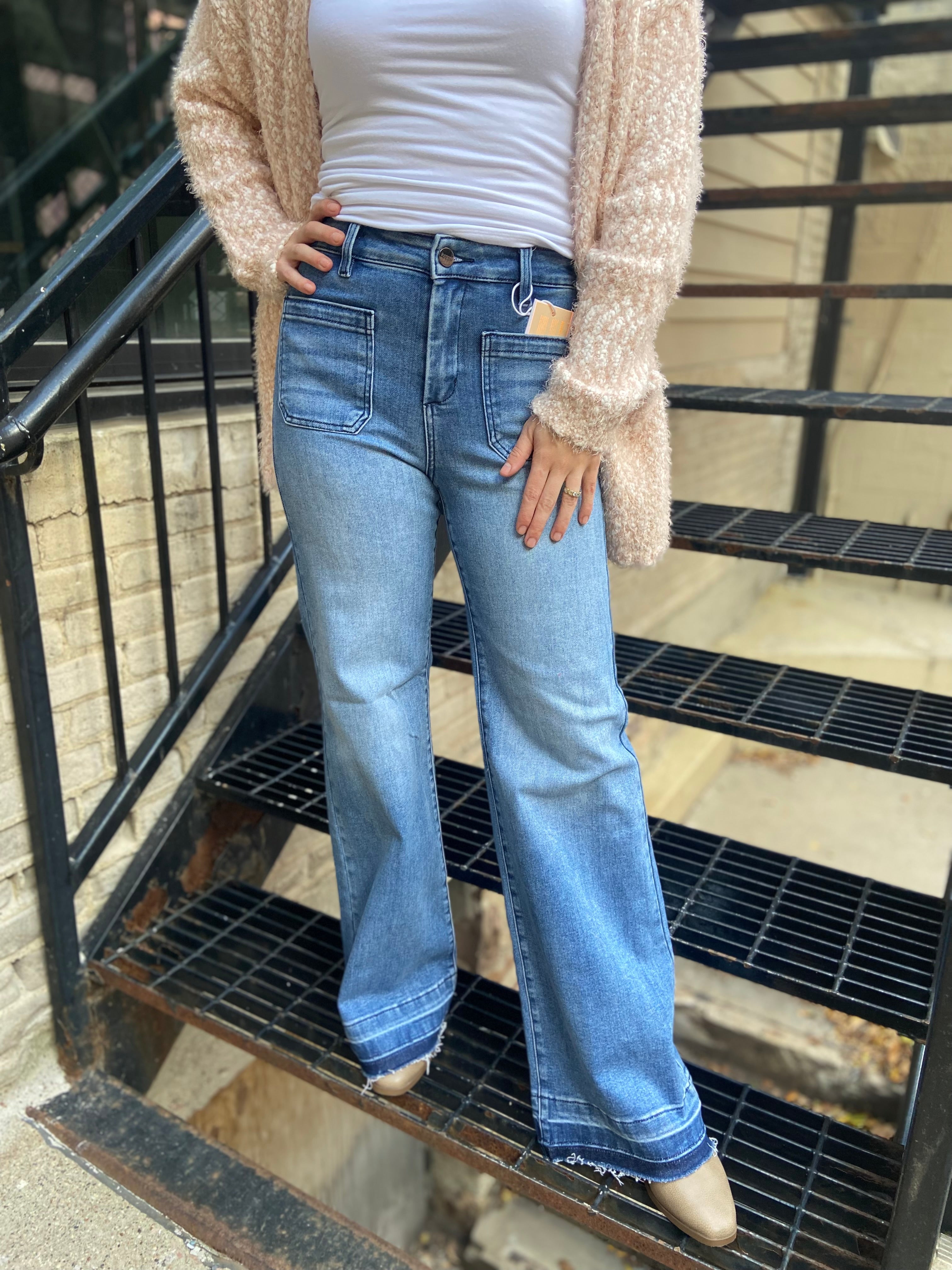 Tyler Medium High Rise Wide Leg Risen Jeans