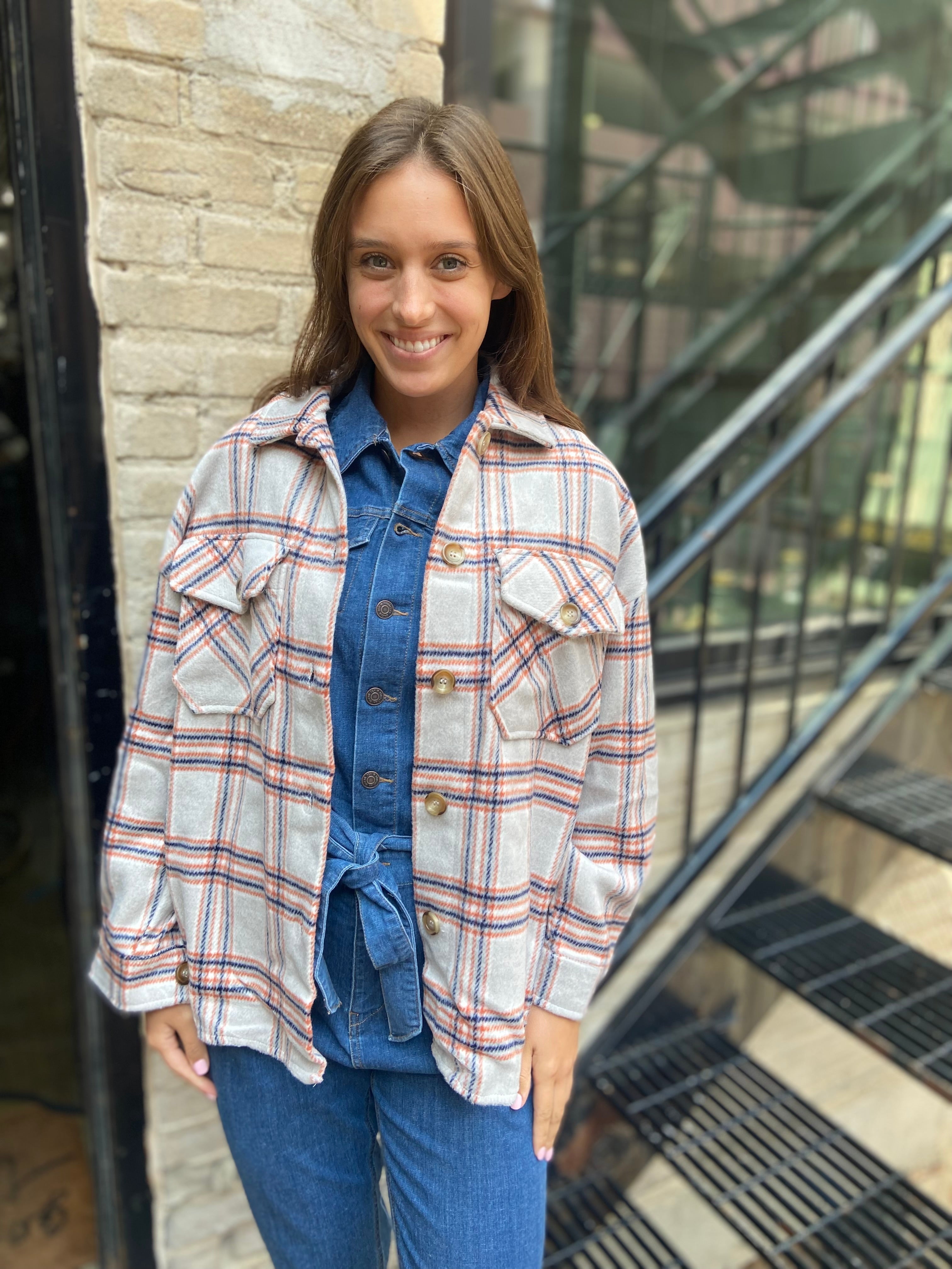 Olivia Pumpkin Plaid Oversized Shacket