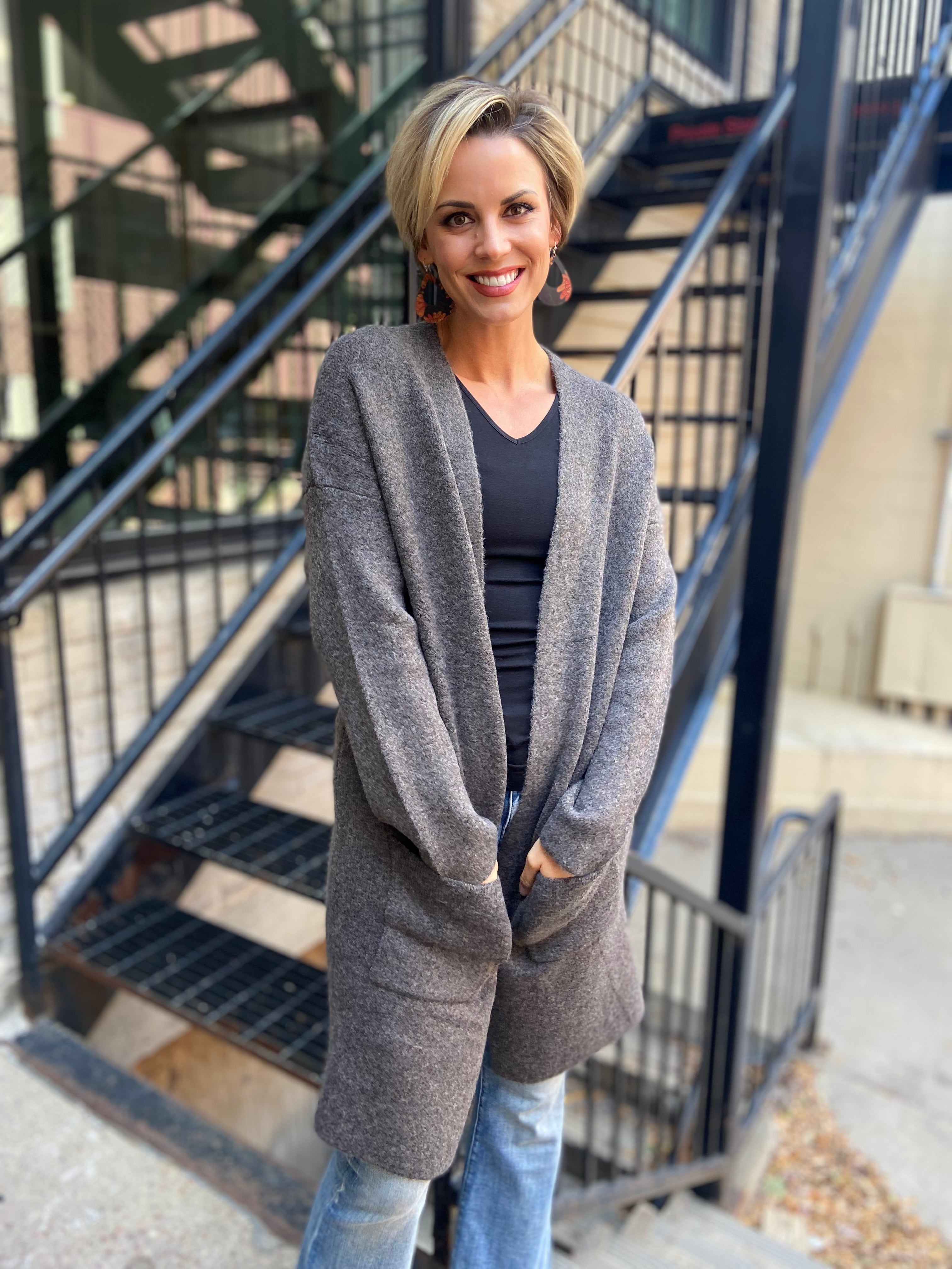 Jackie Dark Mocha Open Cardigan