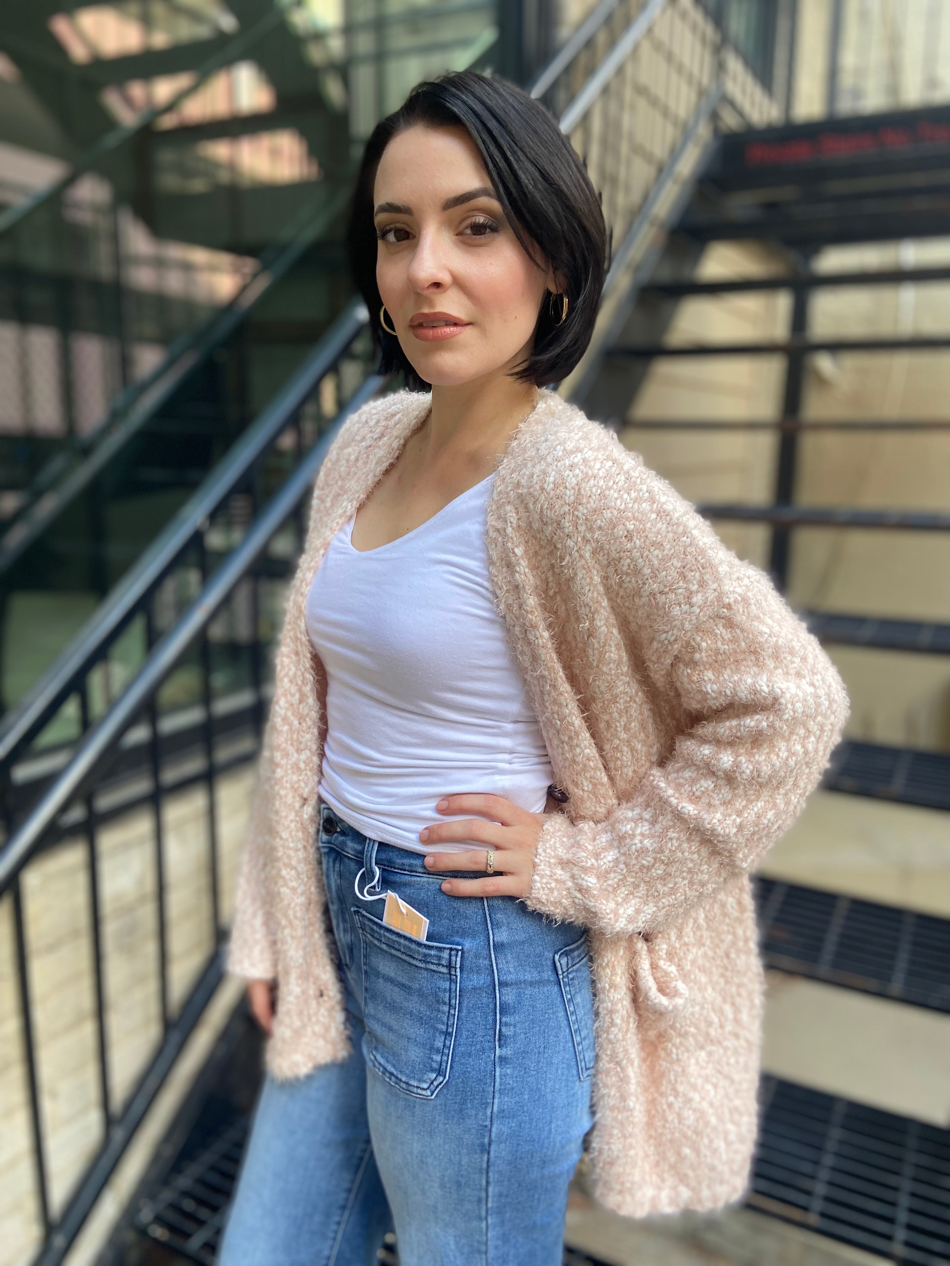 Lori Blush Pink Fuzzy Cardigan