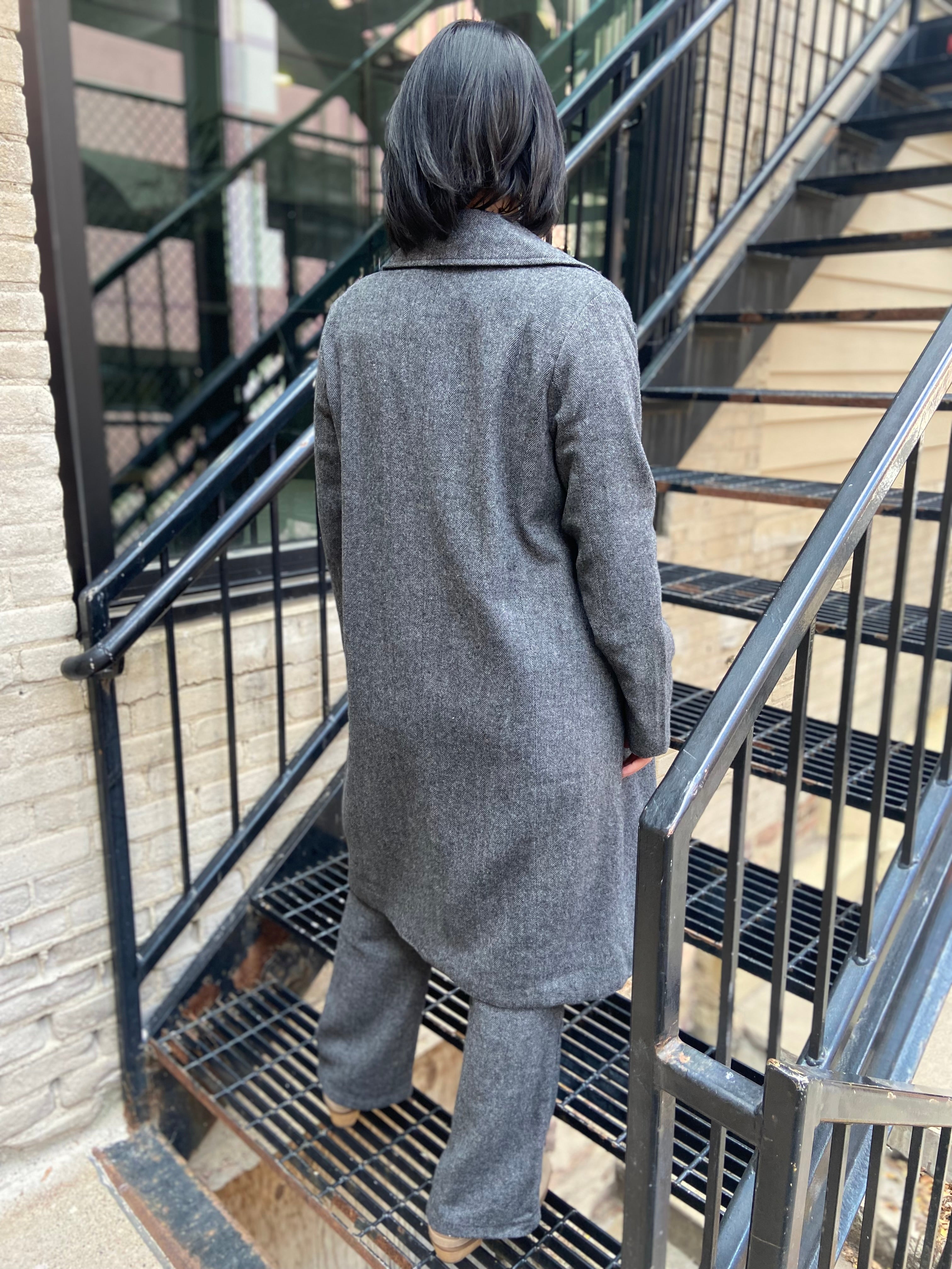 Jules Charcoal Fitted Trench Jacket
