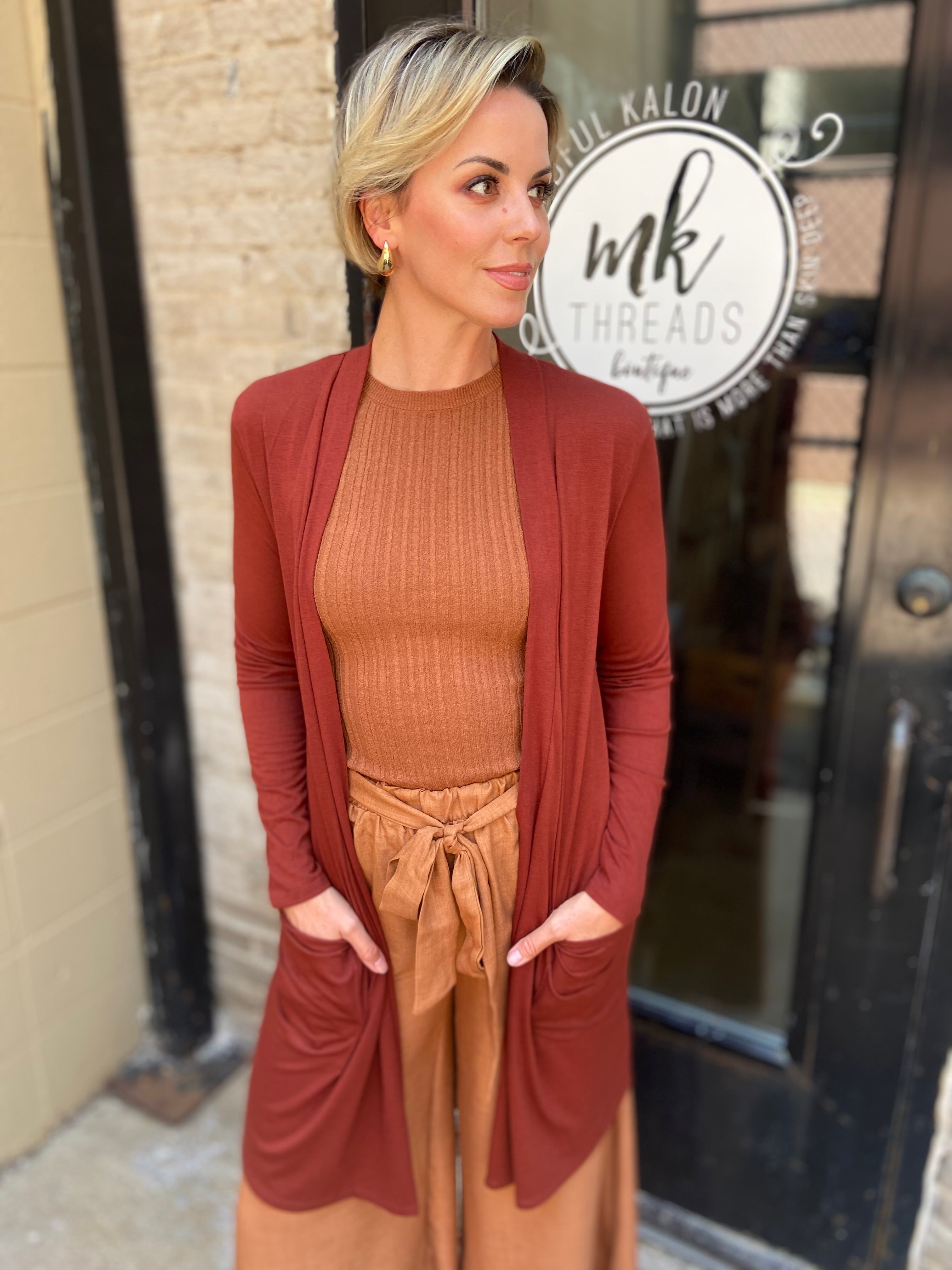 Nina Rust Open Cardigan