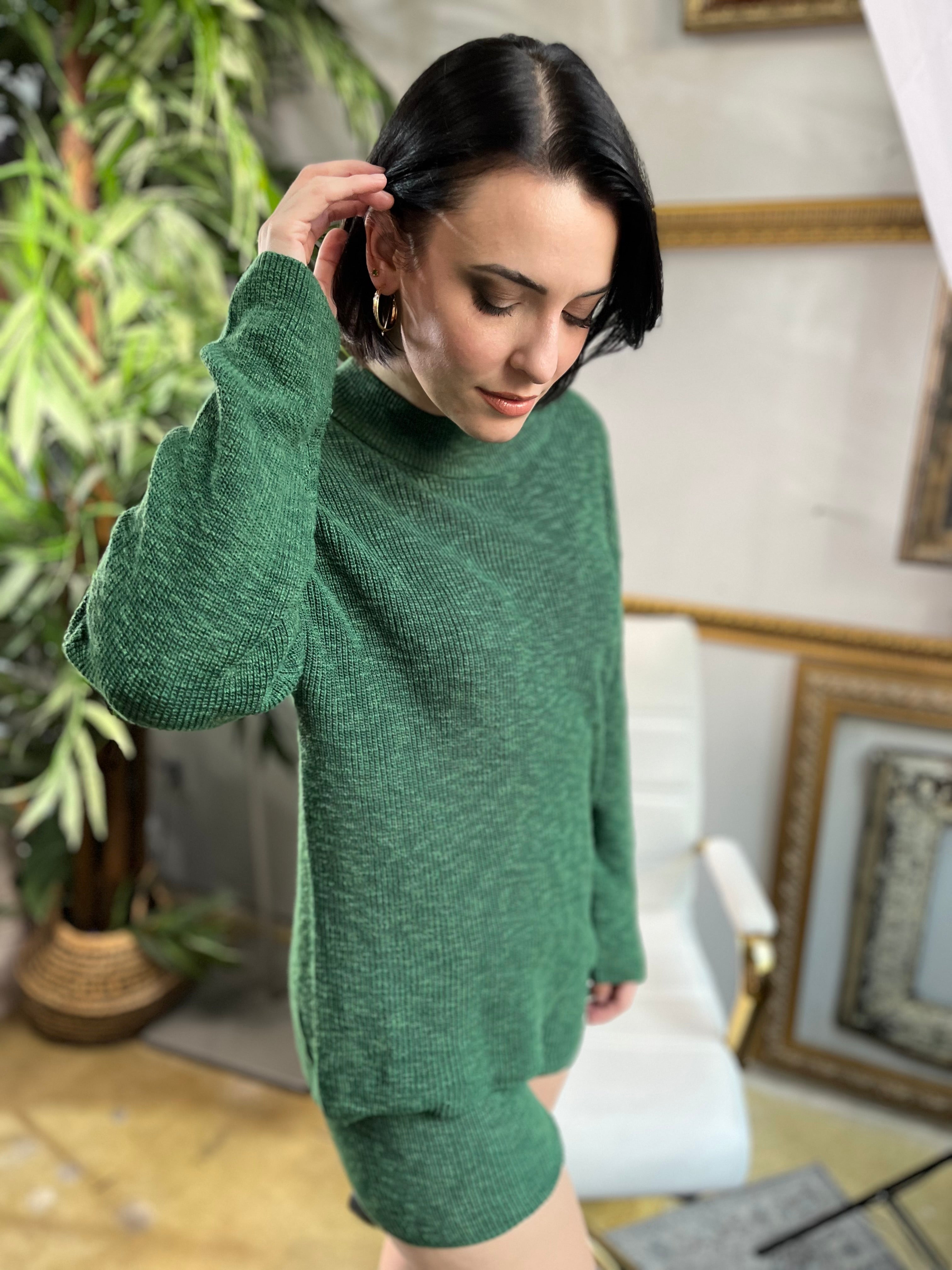 Evelyn Forest Green Sweater and Short Set