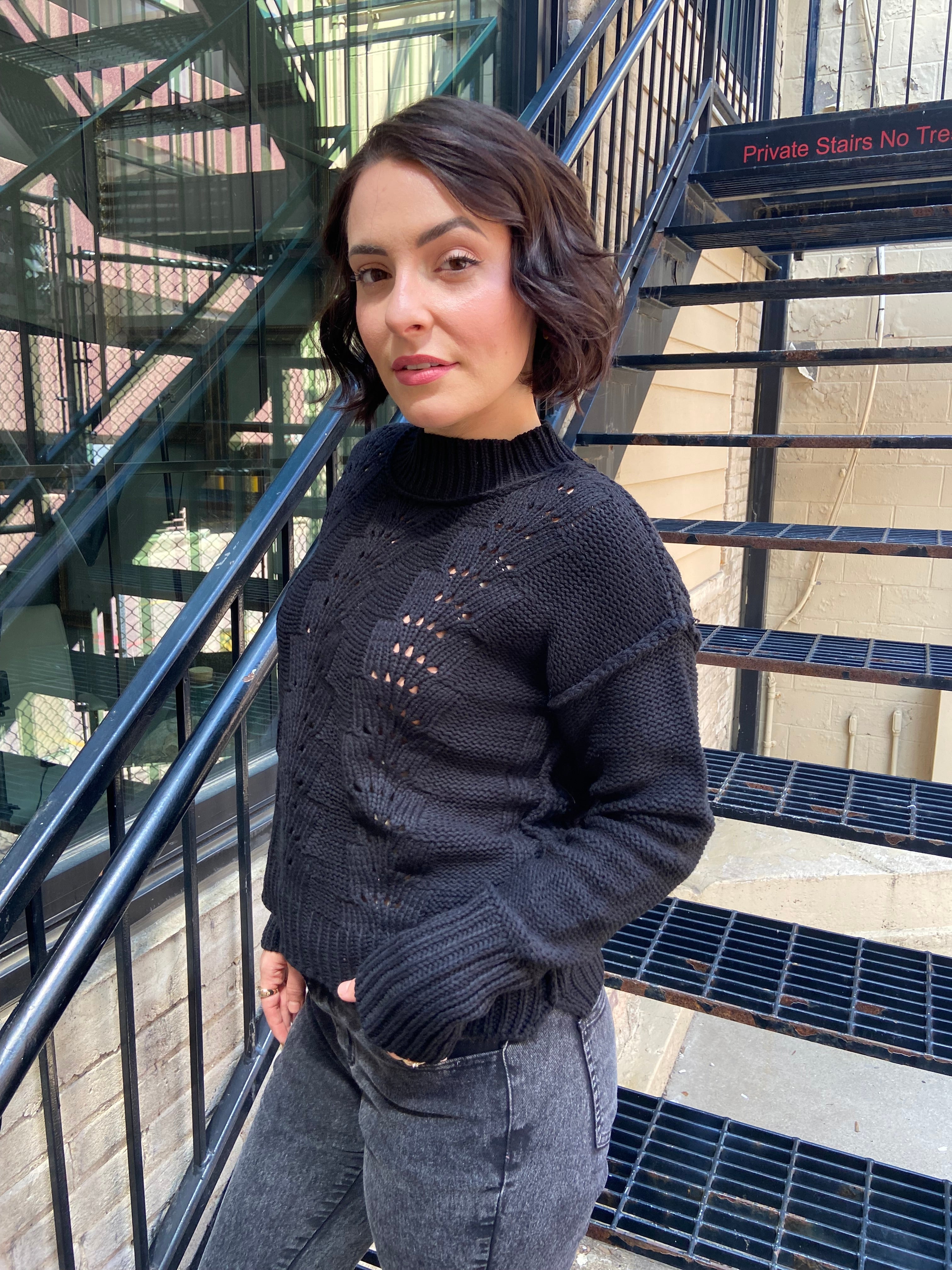 Marley Black Knit Long Sleeve Top