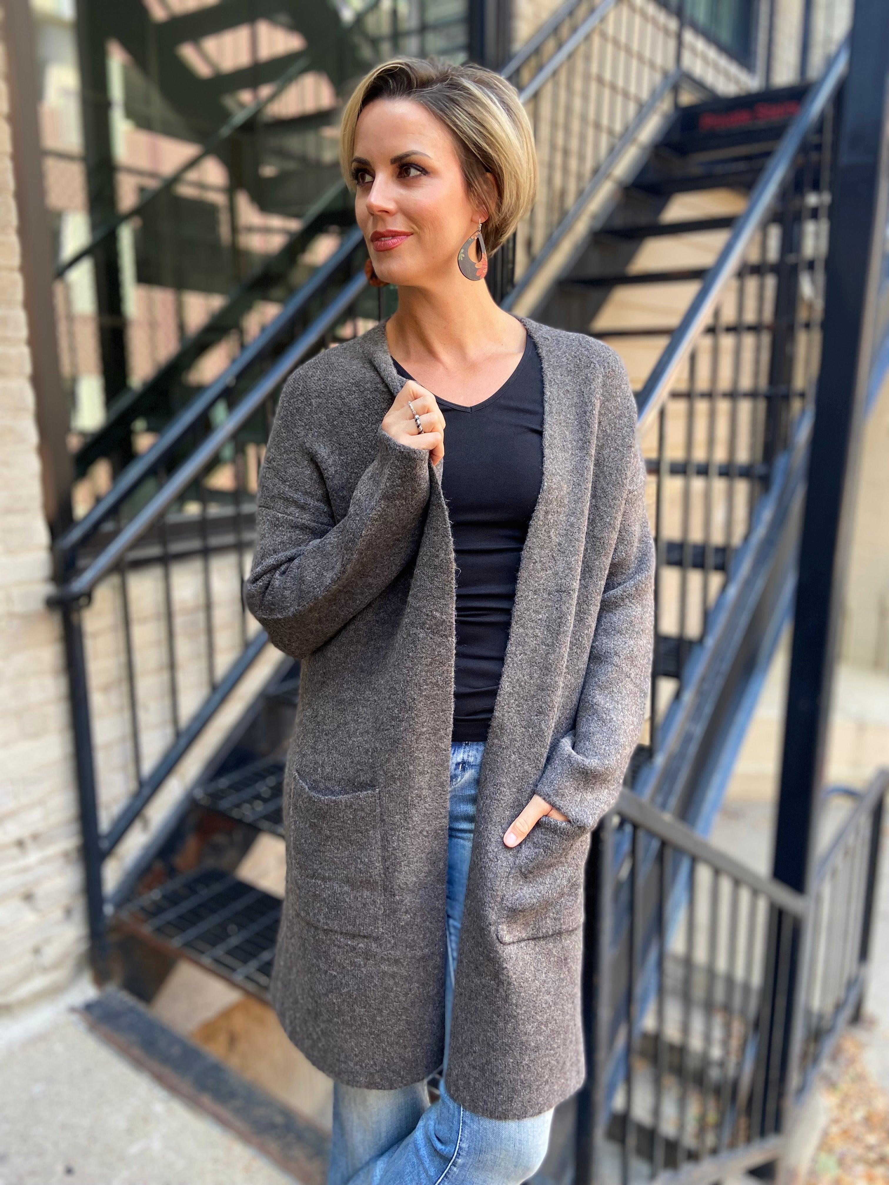 Jackie Dark Mocha Open Cardigan