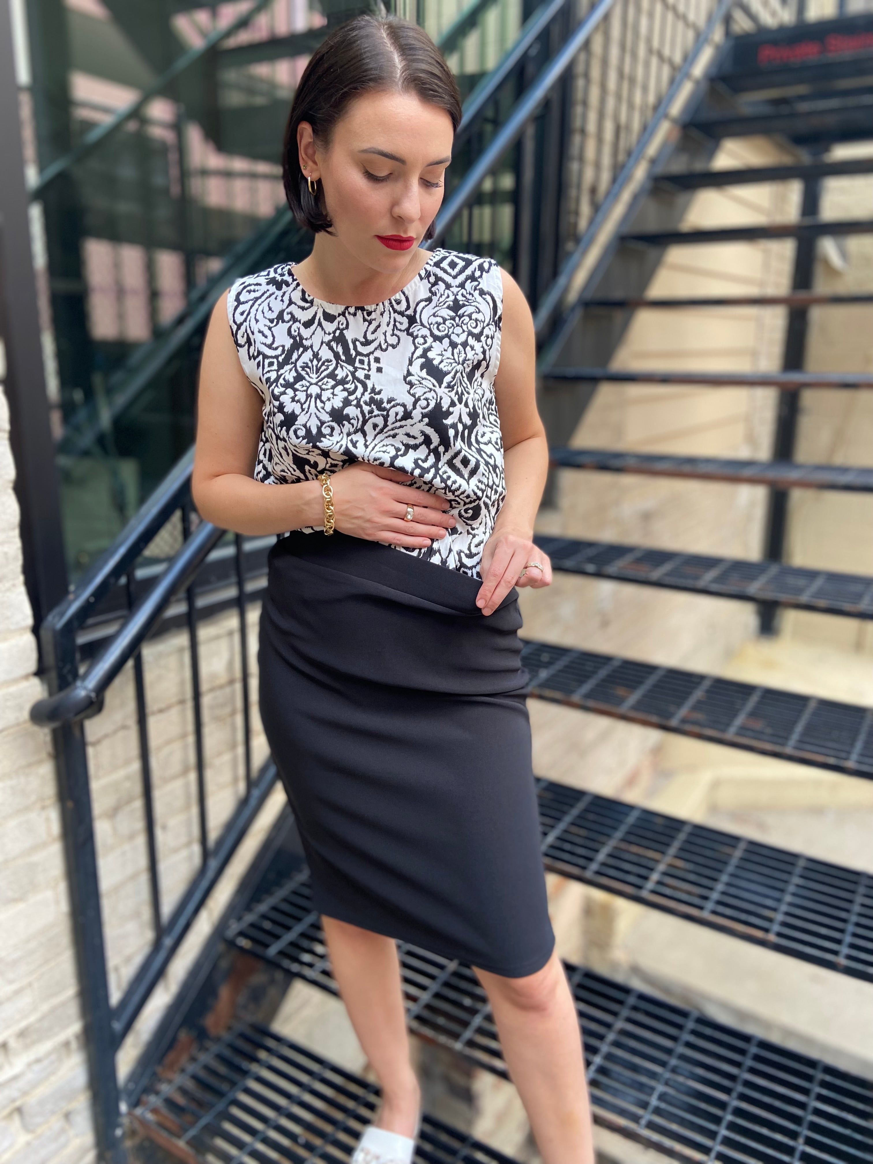 Cassie Black Scuba Pencil Skirt