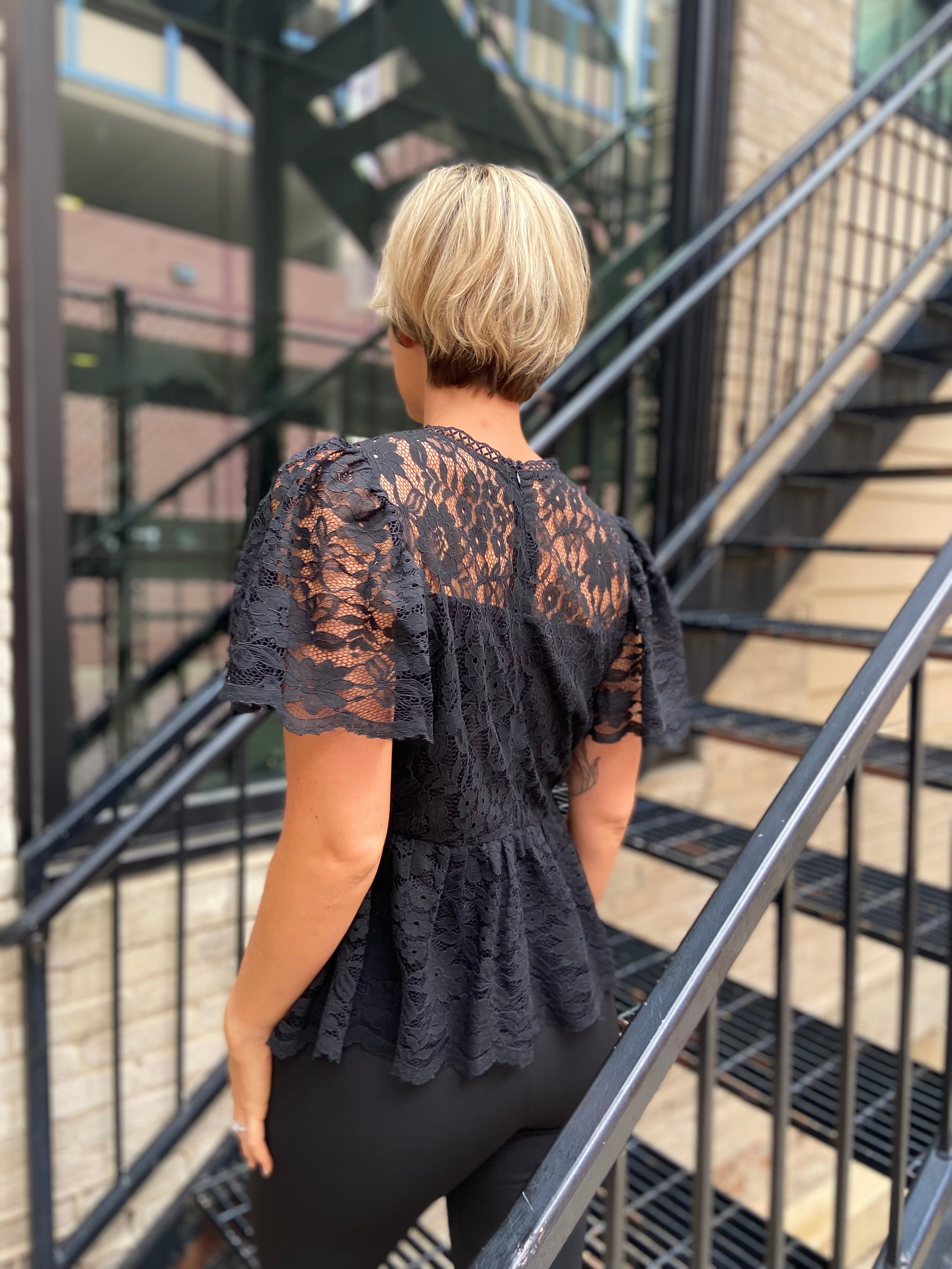 Ava Black Lace Top