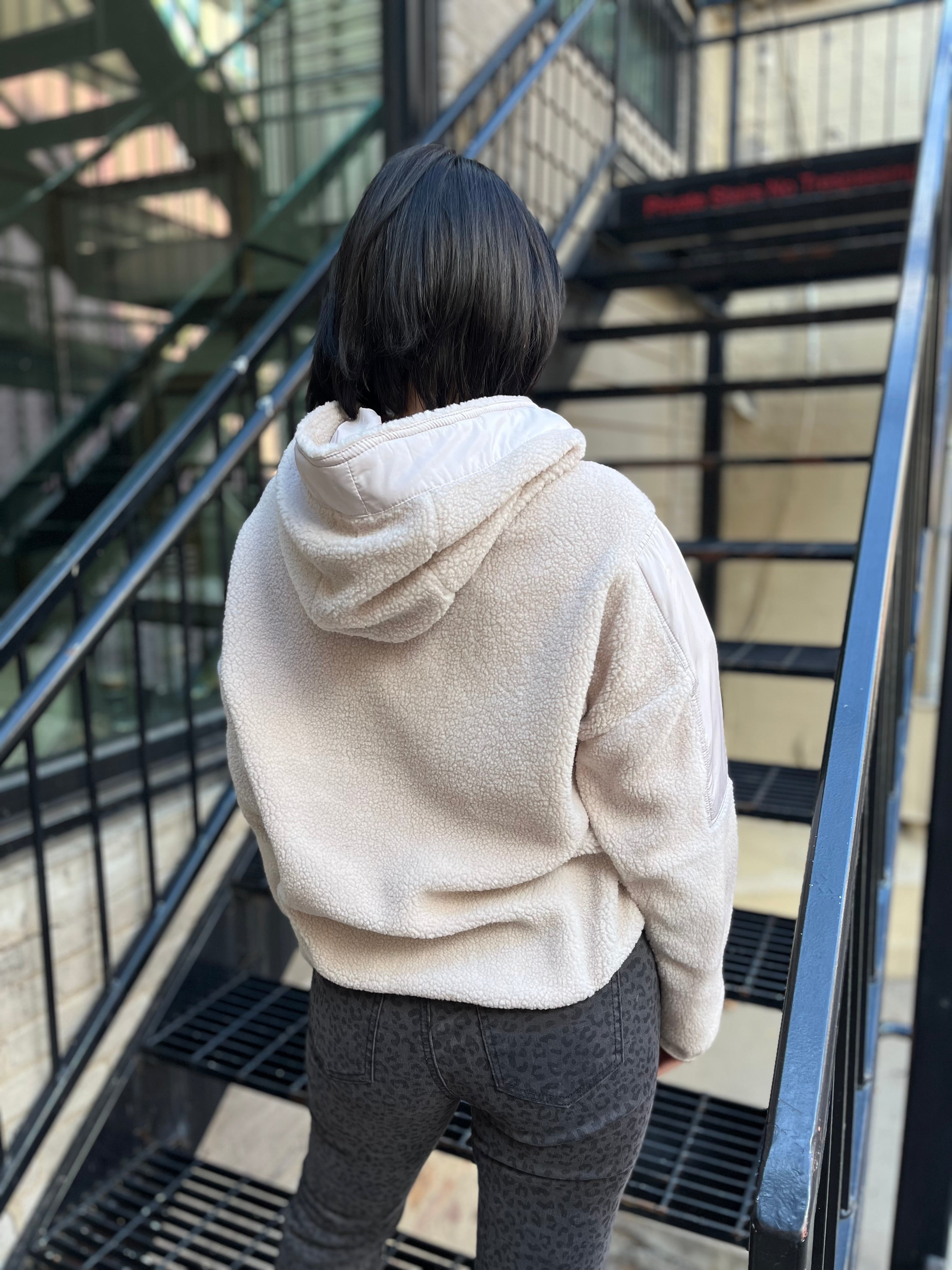 Suki Oatmeal Hooded Zip Up Jacket