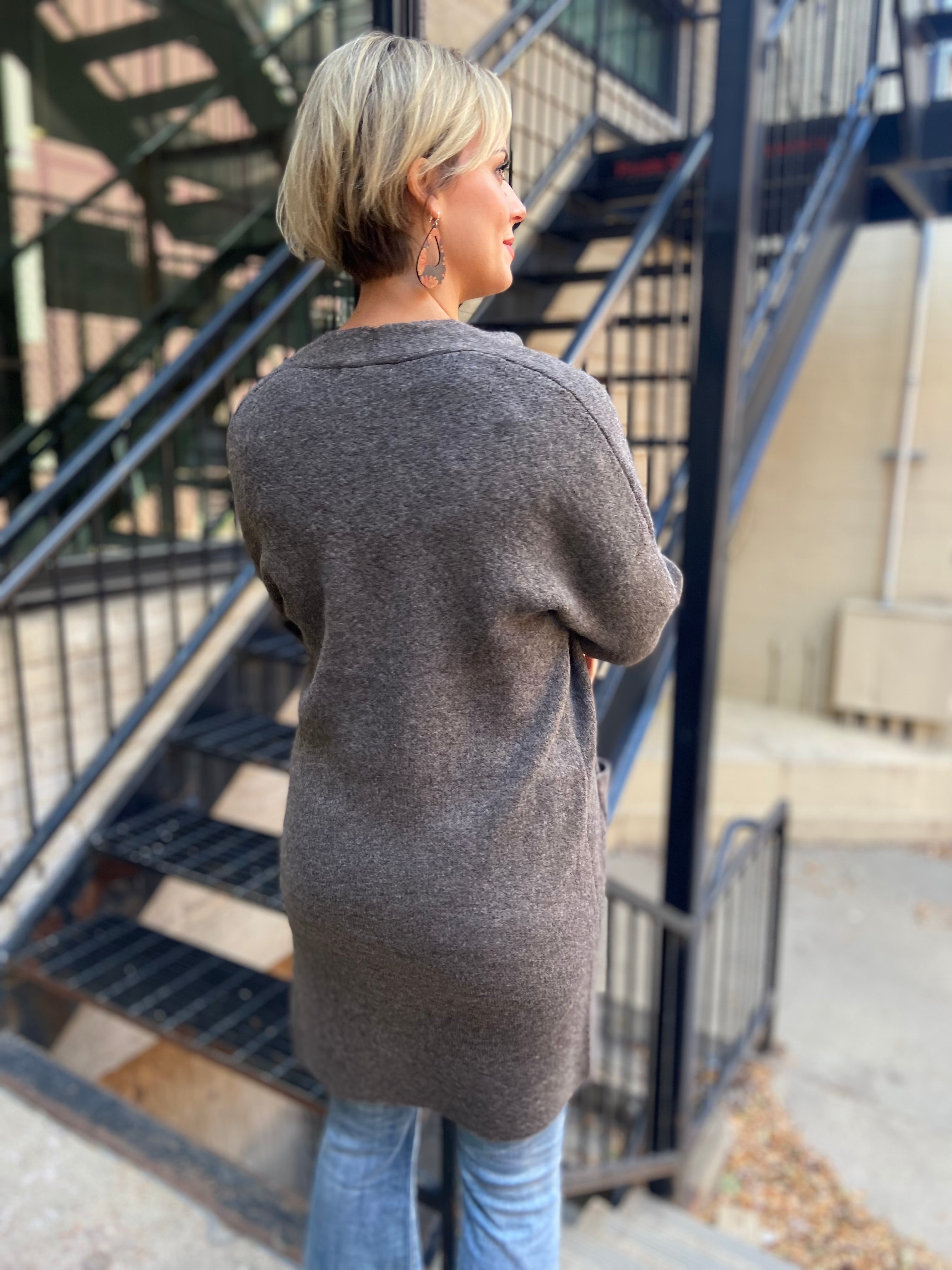 Jackie Dark Mocha Open Cardigan