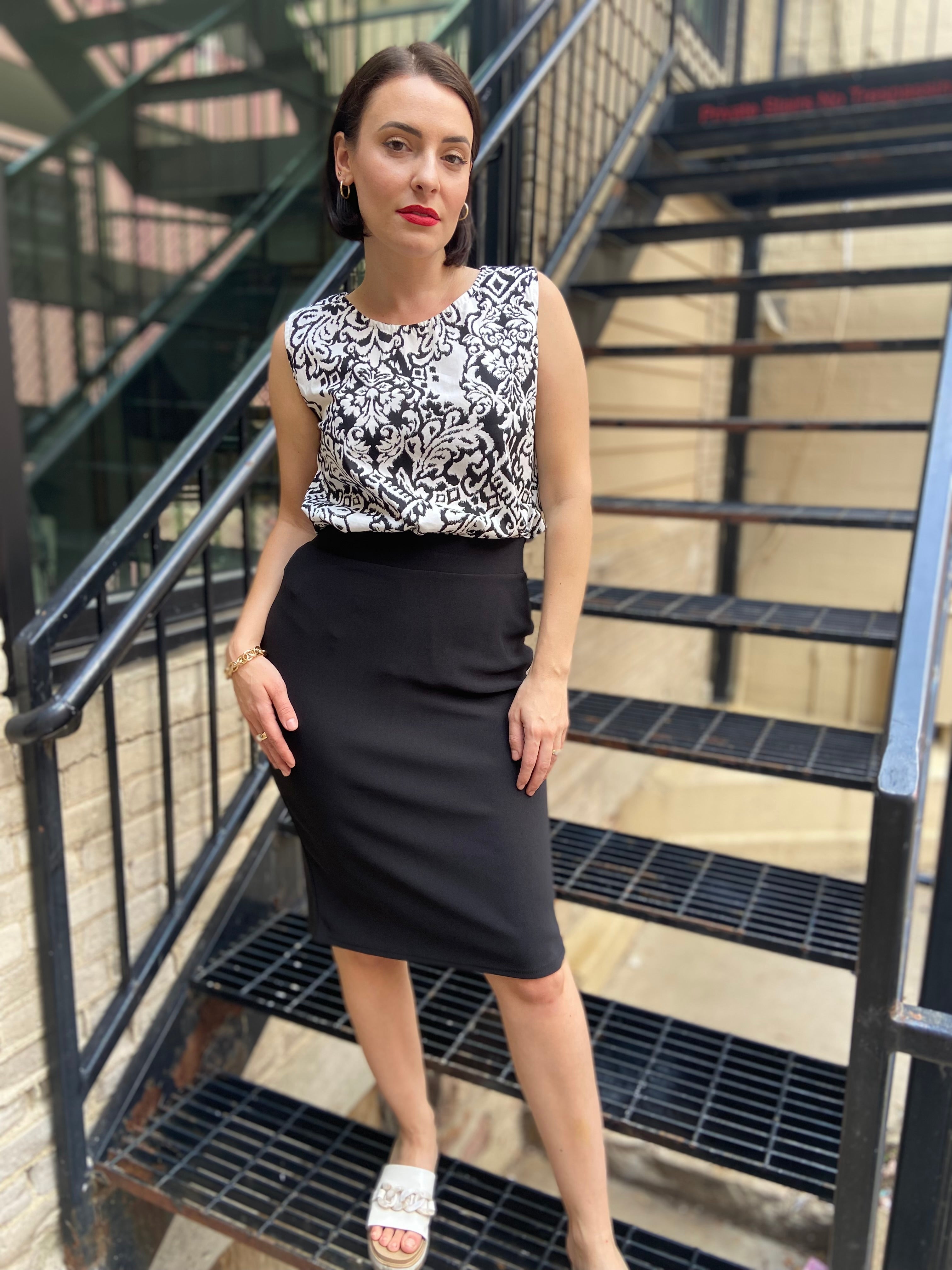 Cassie Black Scuba Pencil Skirt