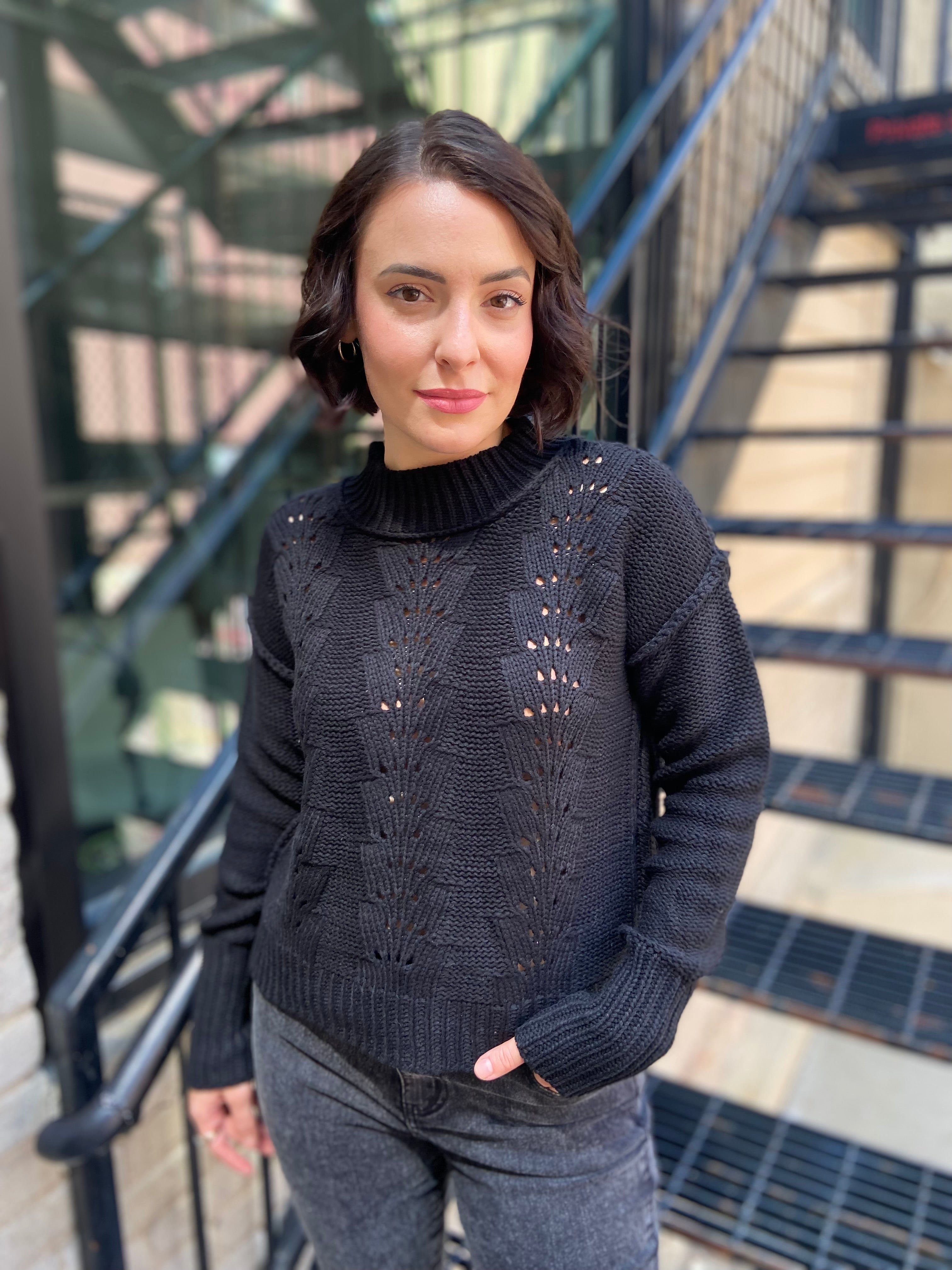 Marley Black Knit Long Sleeve Top