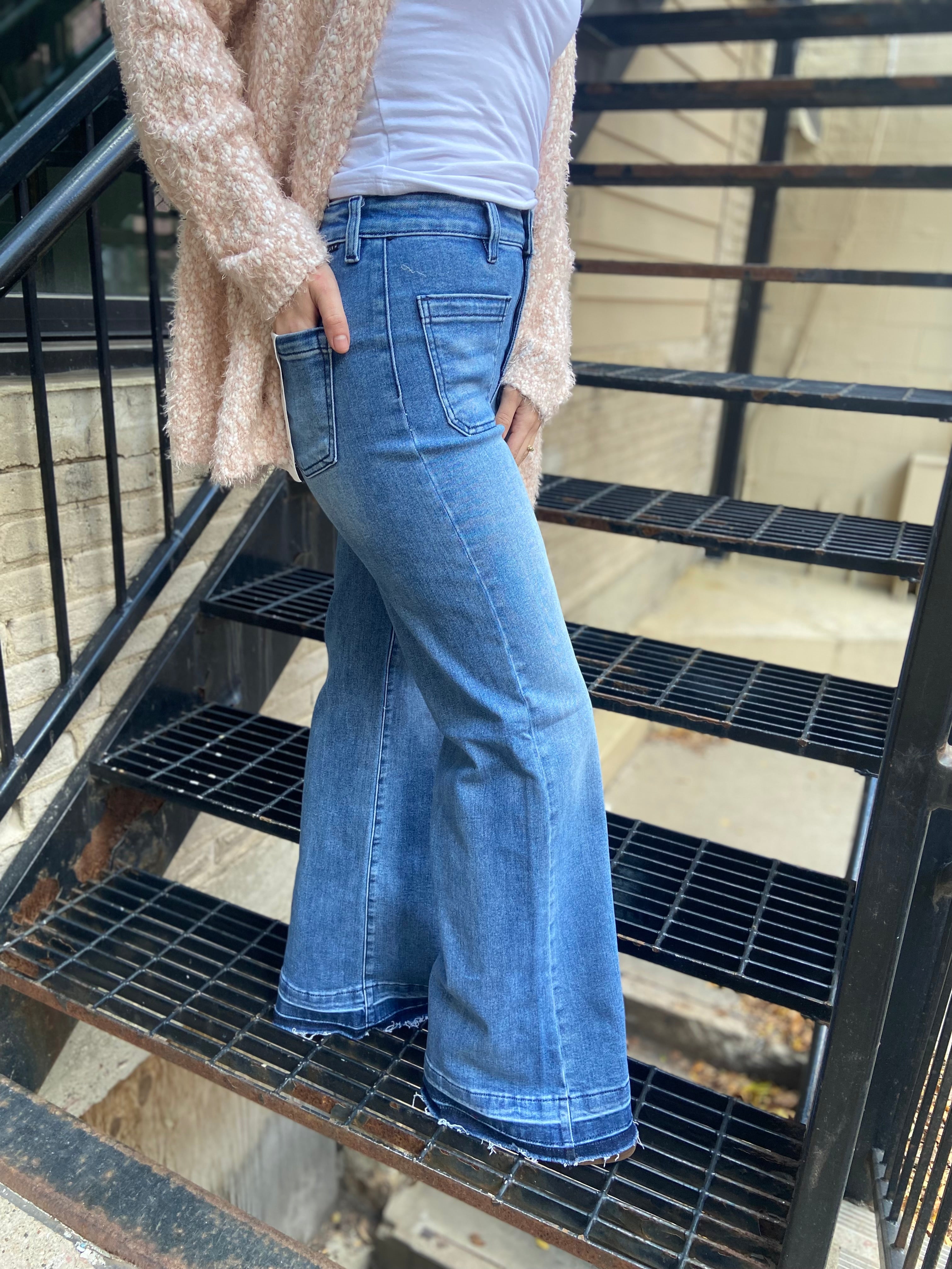 Tyler Medium High Rise Wide Leg Risen Jeans