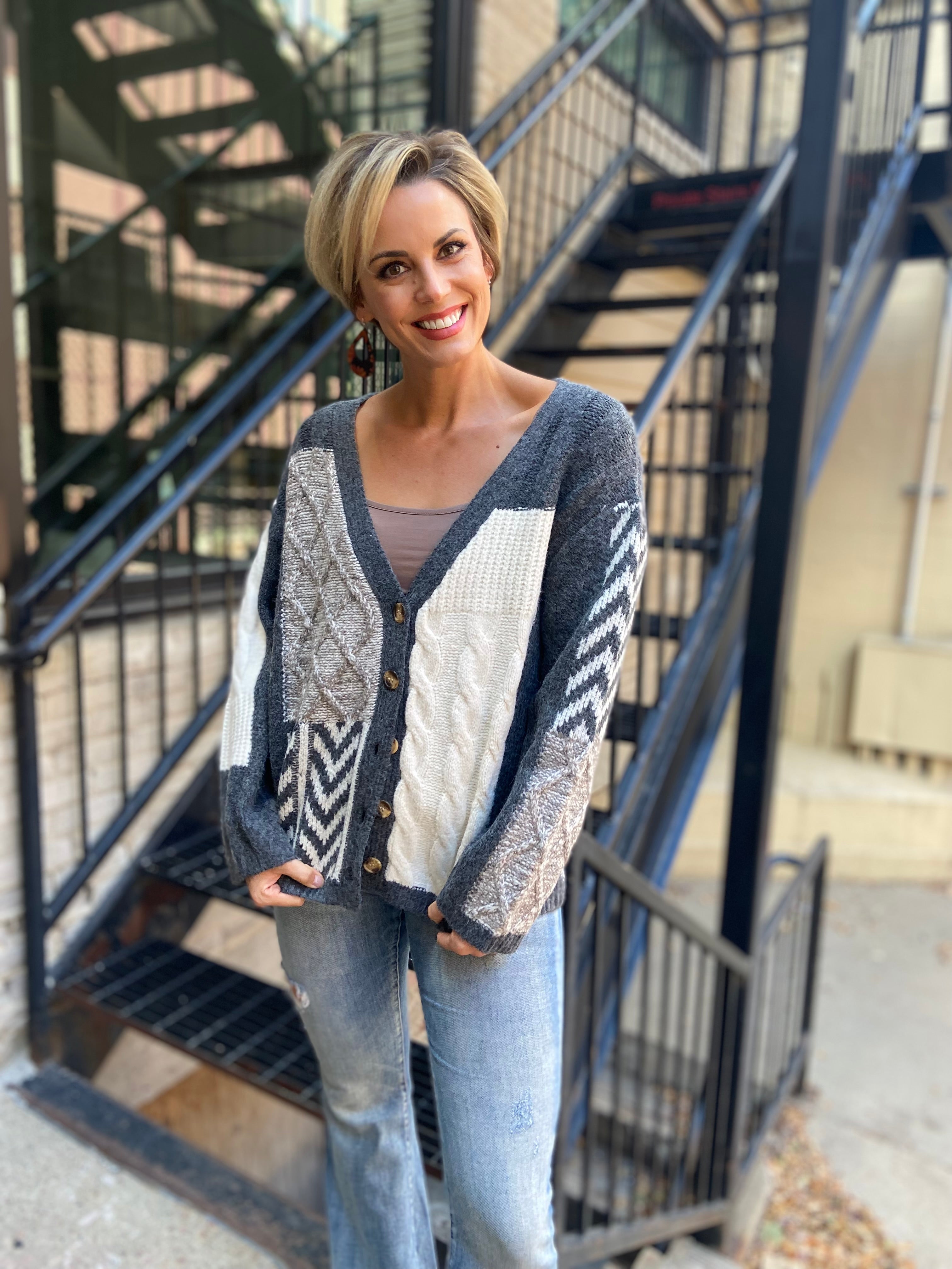 Orie Storm Neutral Button Cardigan