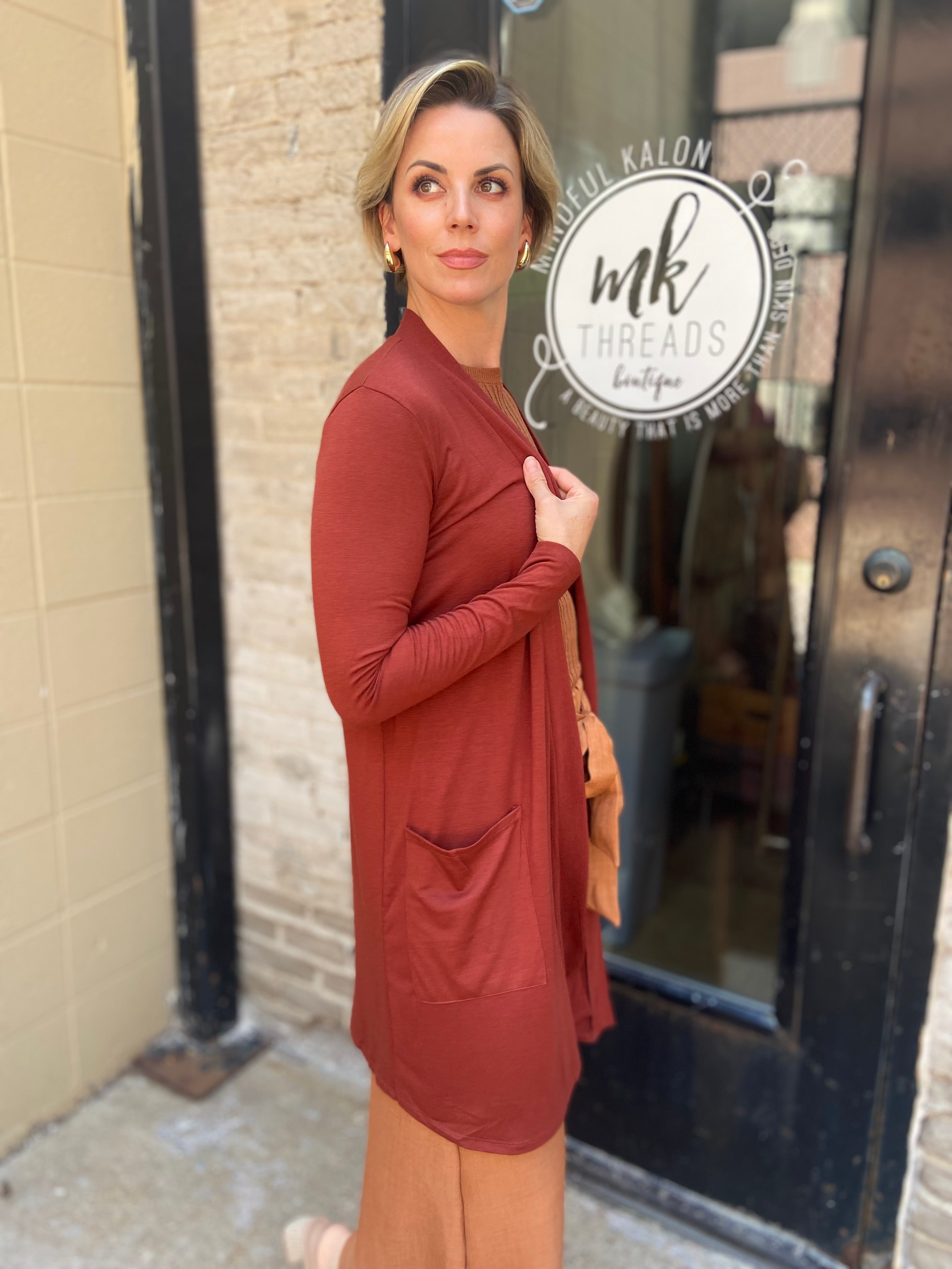 Nina Rust Open Cardigan