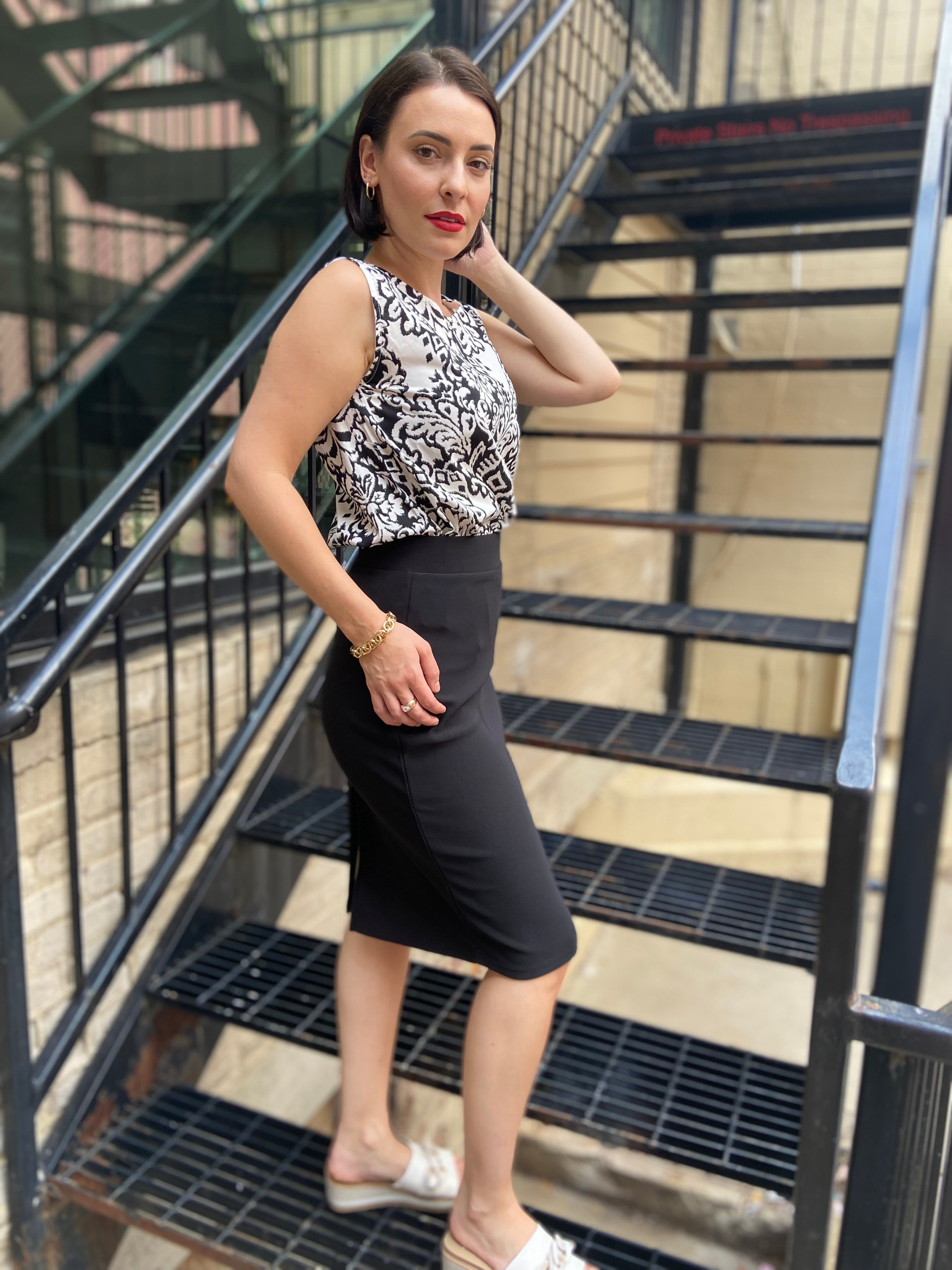 Cassie Black Scuba Pencil Skirt