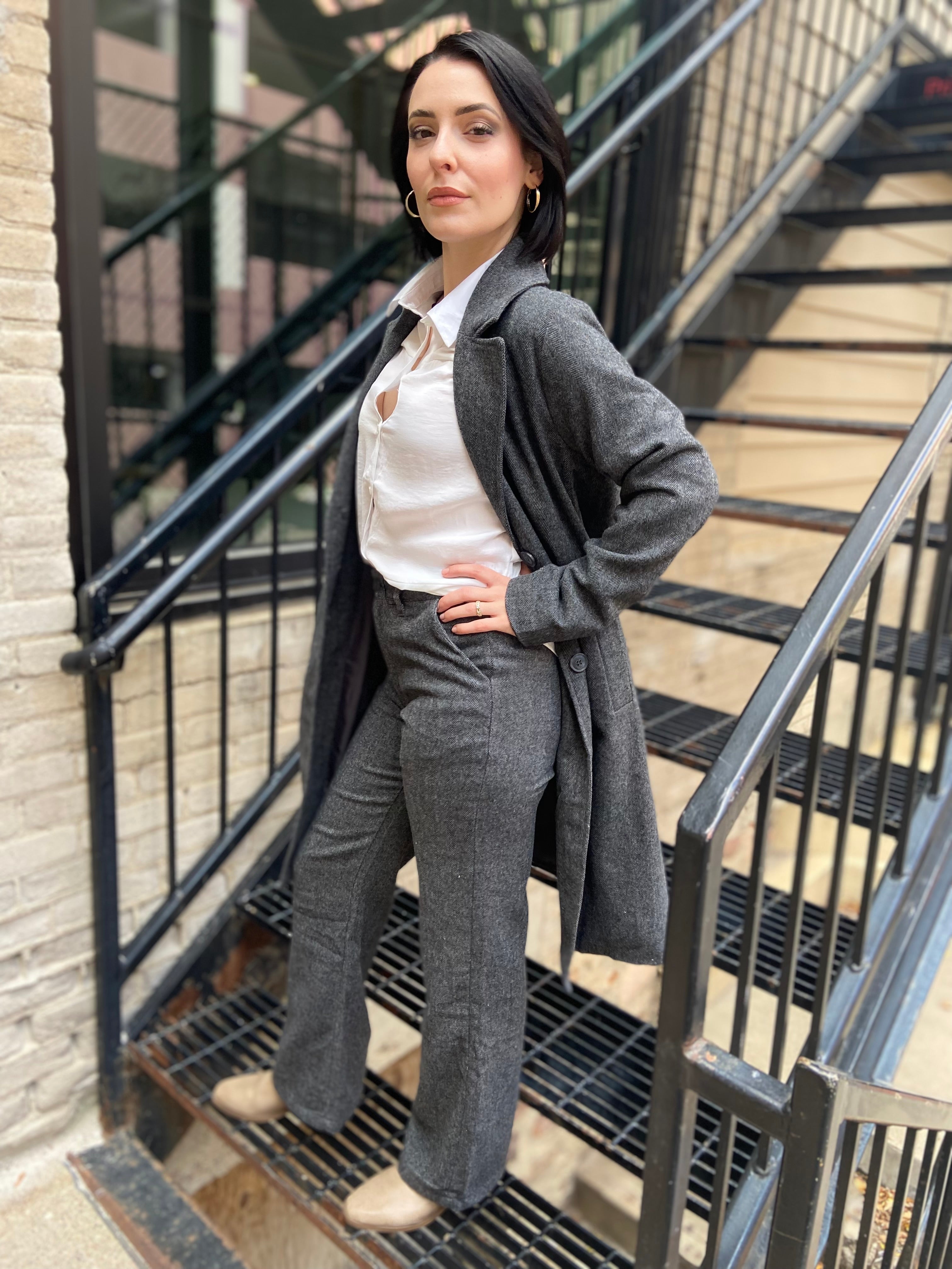 Lane Charcoal Straight Leg Dress Pants