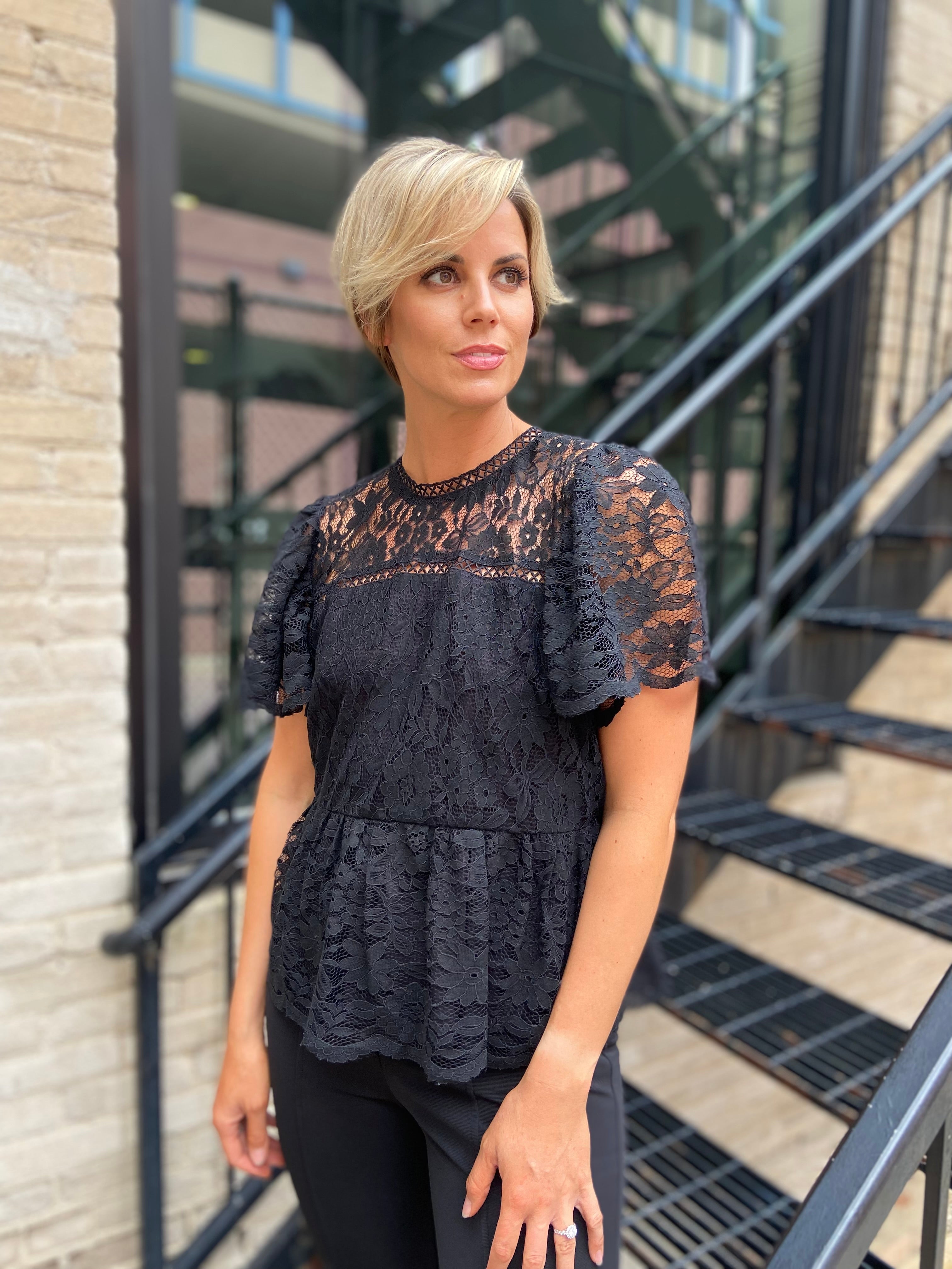 Ava Black Lace Top