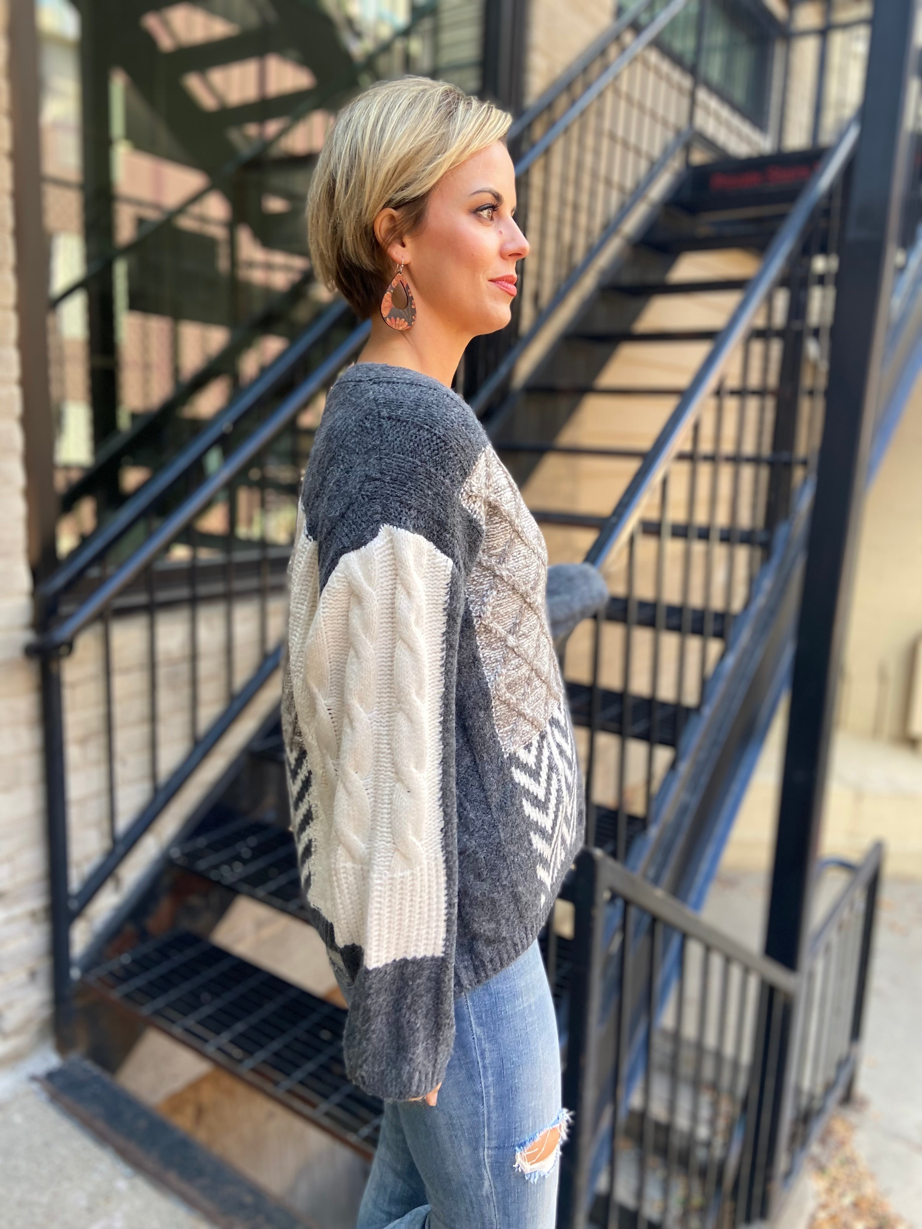 Orie Storm Neutral Button Cardigan