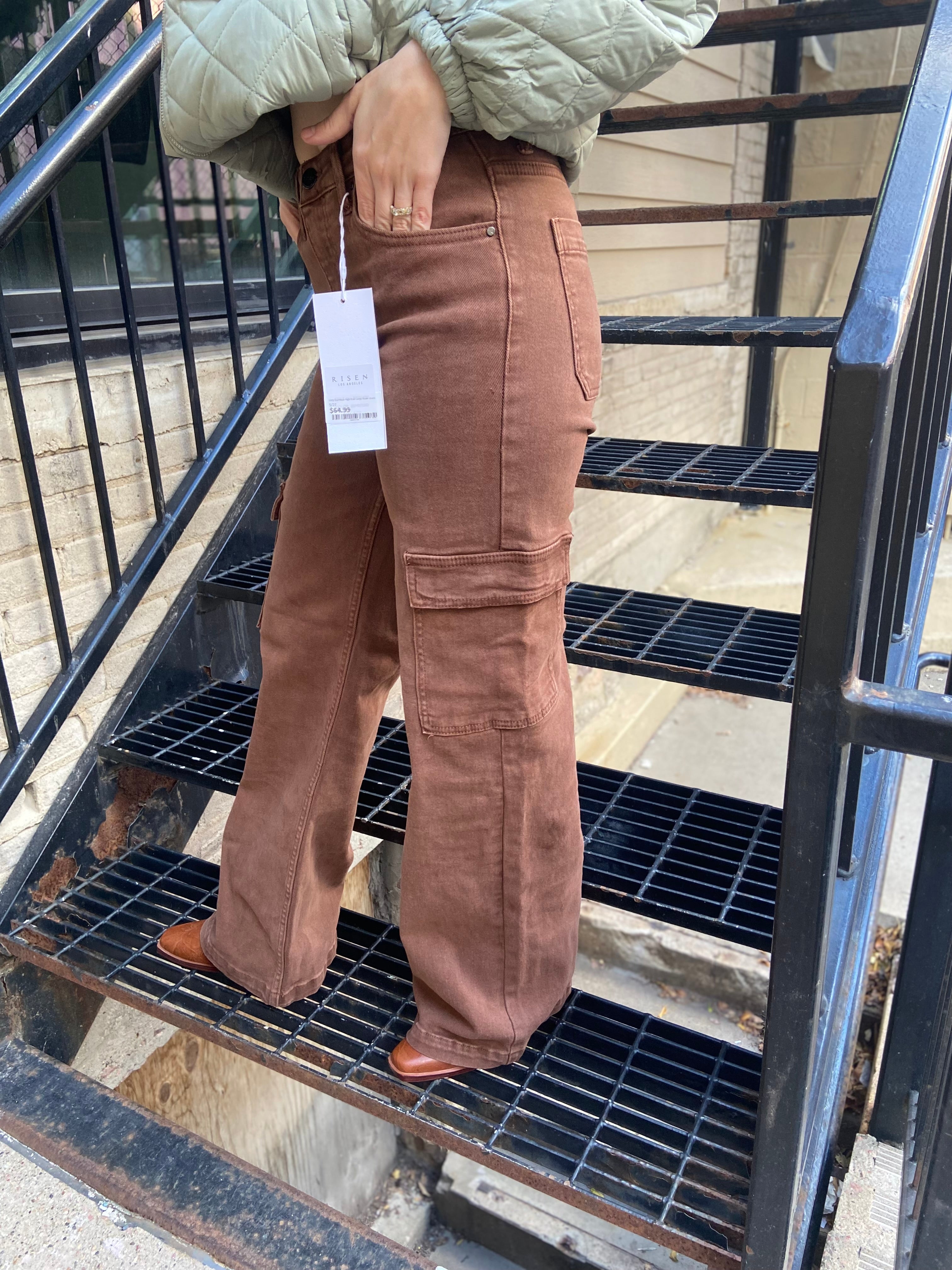 Lizzy Espresso High Rise Cargo Risen Jeans