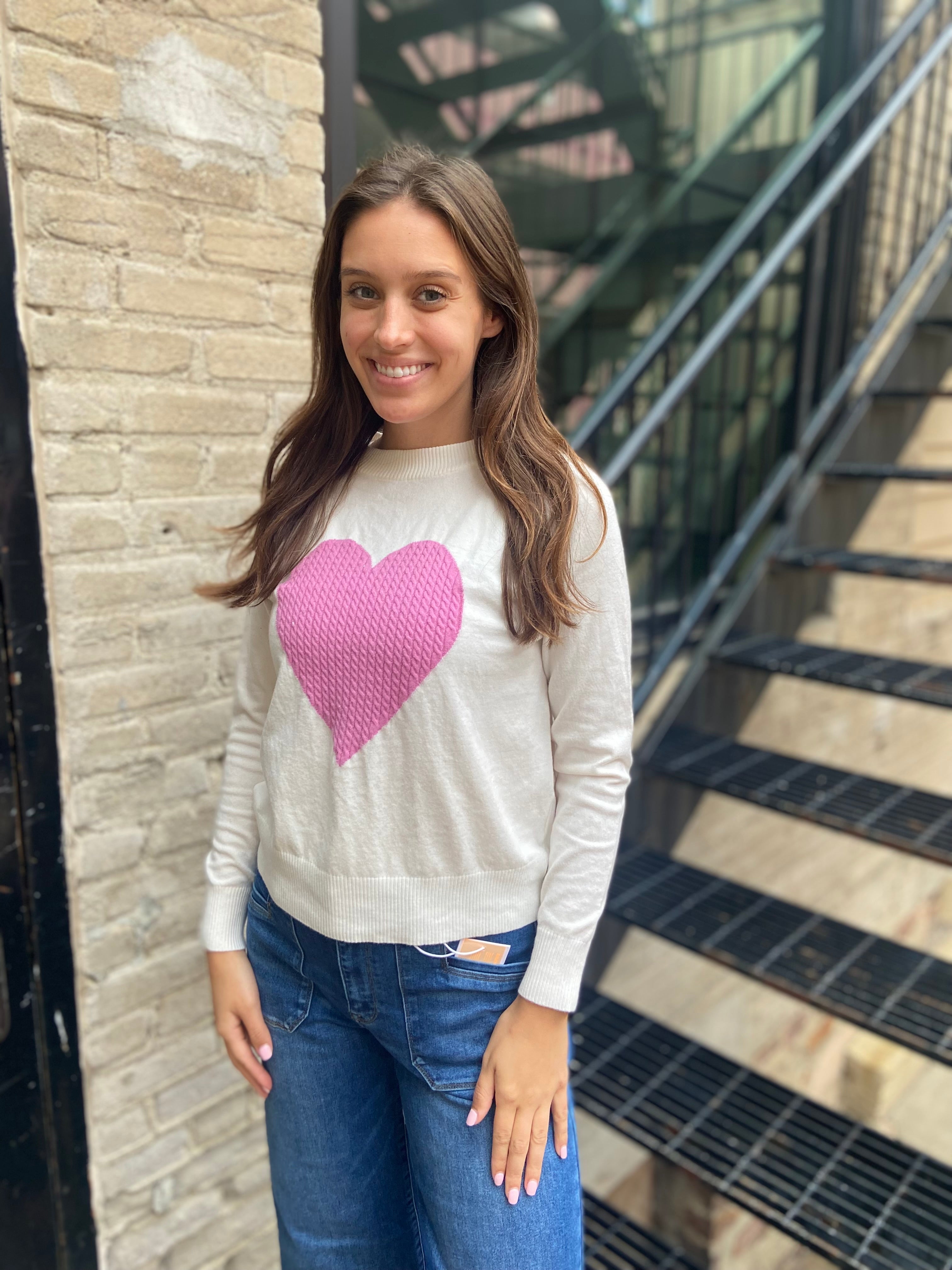 Pink Heart Crewneck Sweater