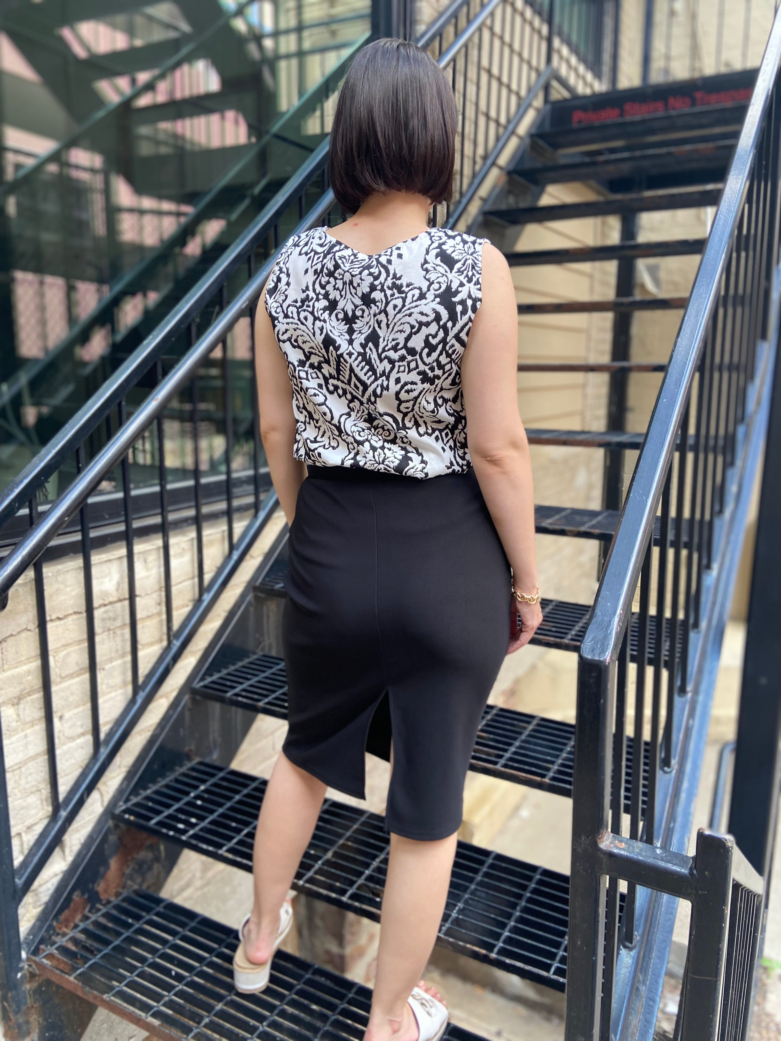 Cassie Black Scuba Pencil Skirt