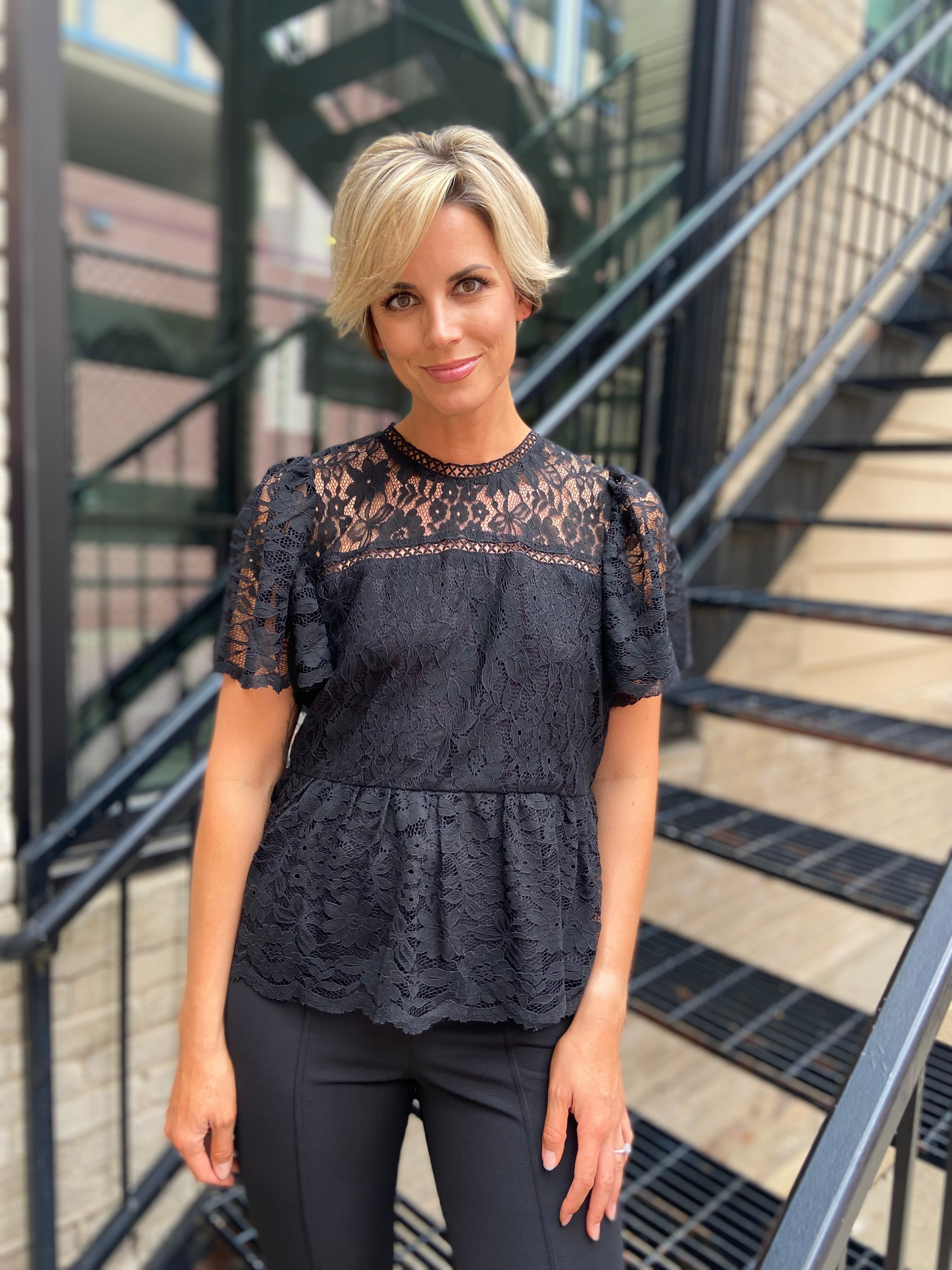 Ava Black Lace Top
