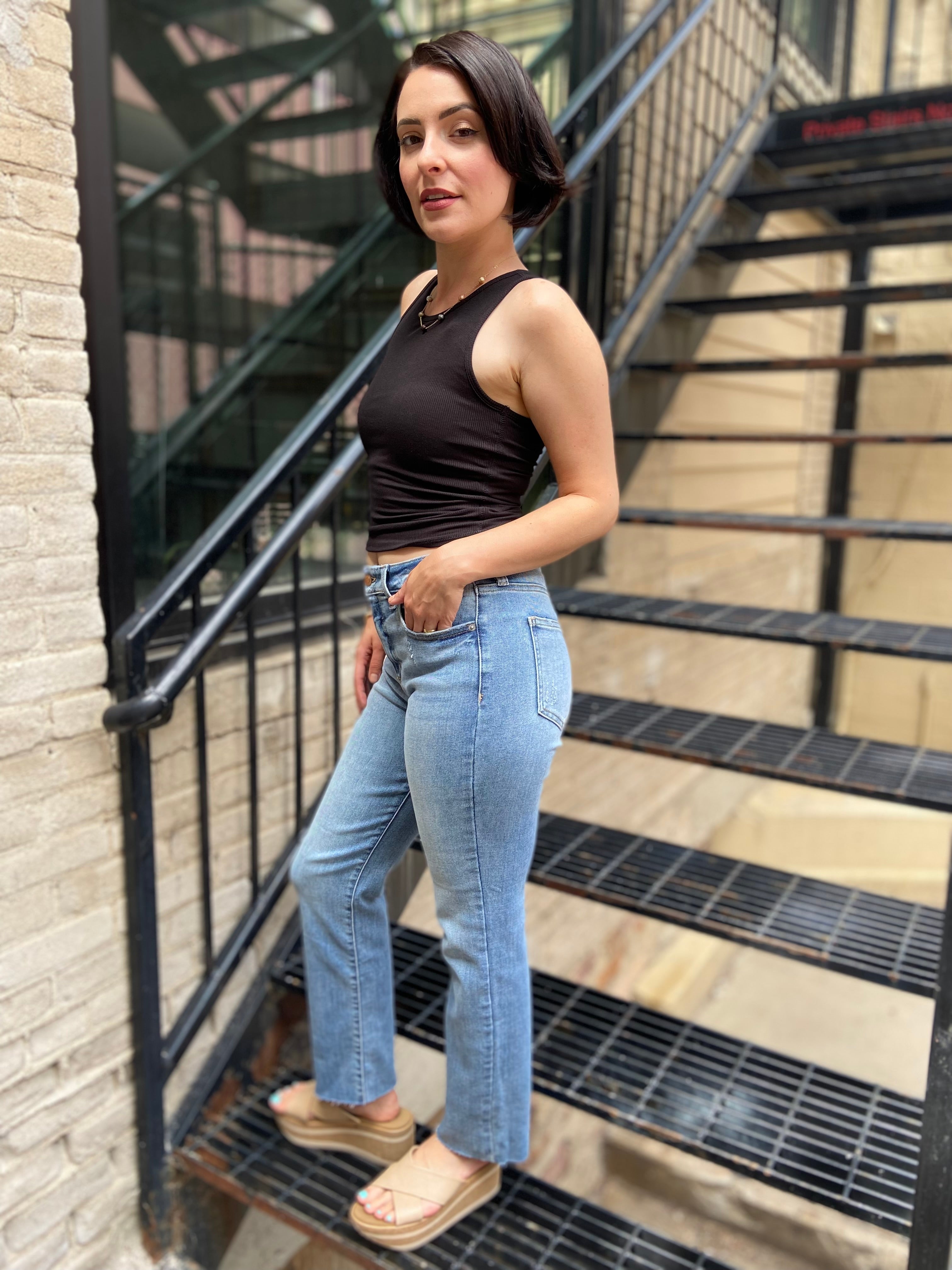 Shira High Rise Straight Sneak Peek Jeans