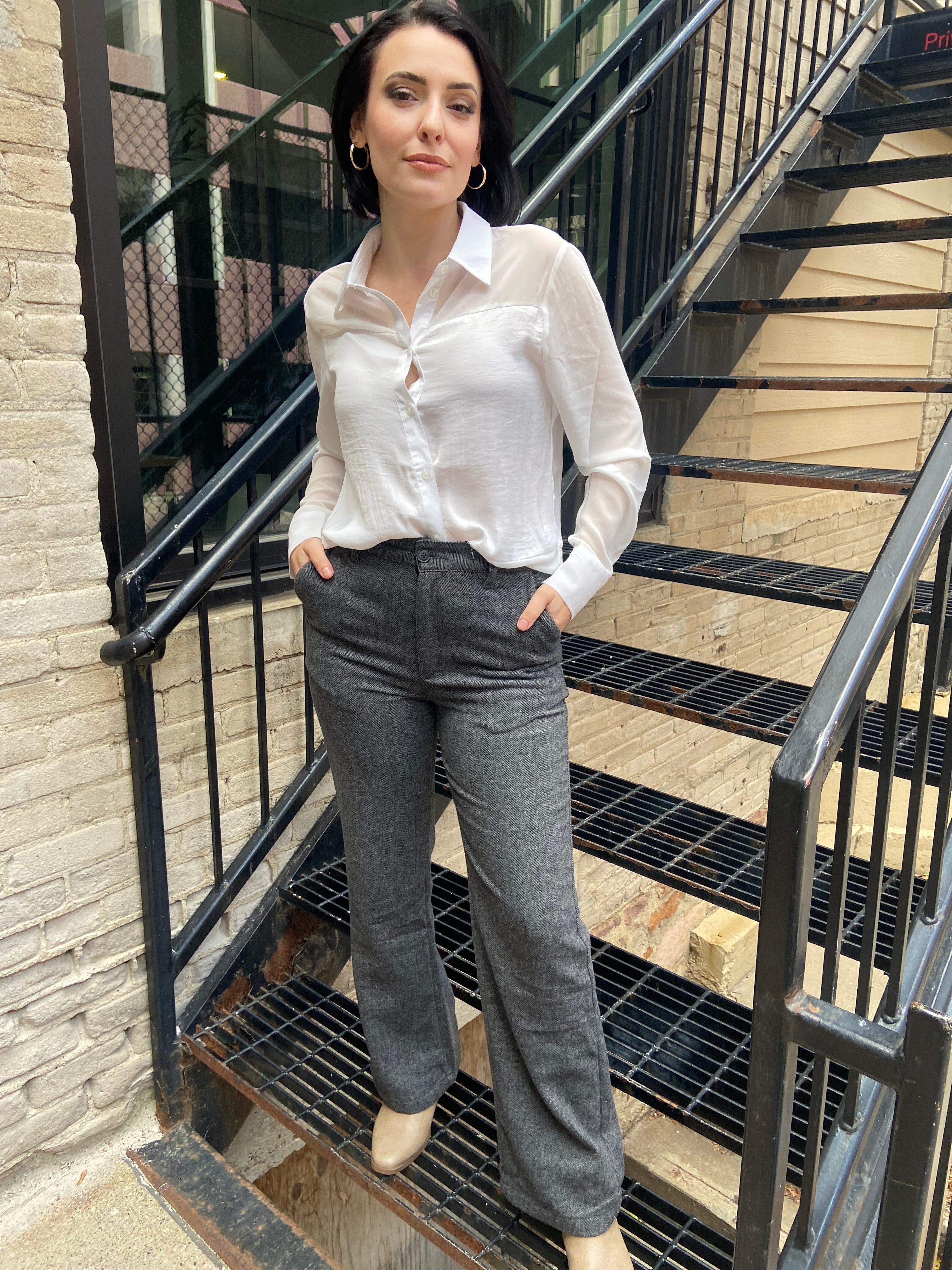 Lane Charcoal Straight Leg Dress Pants