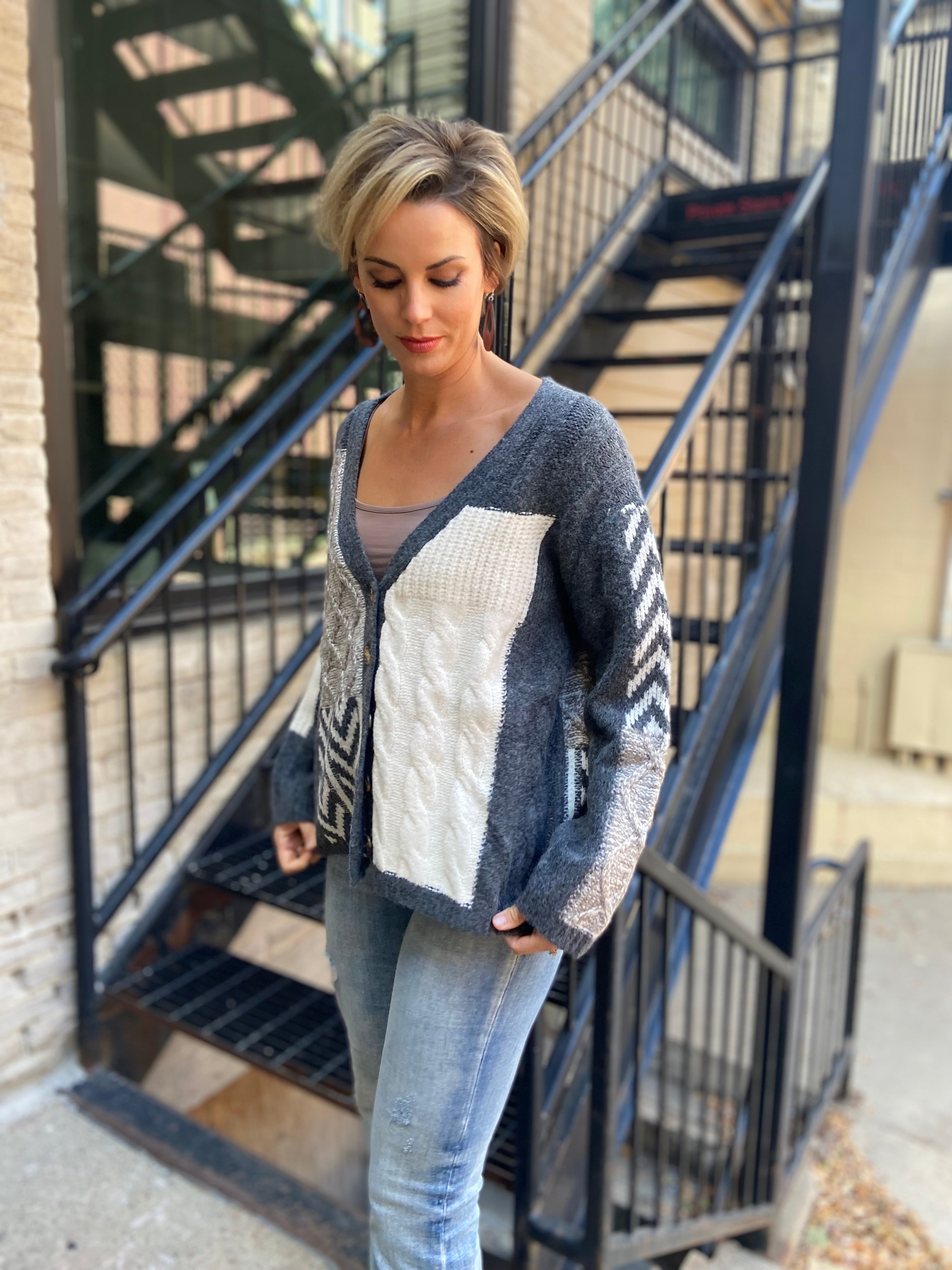 Orie Storm Neutral Button Cardigan