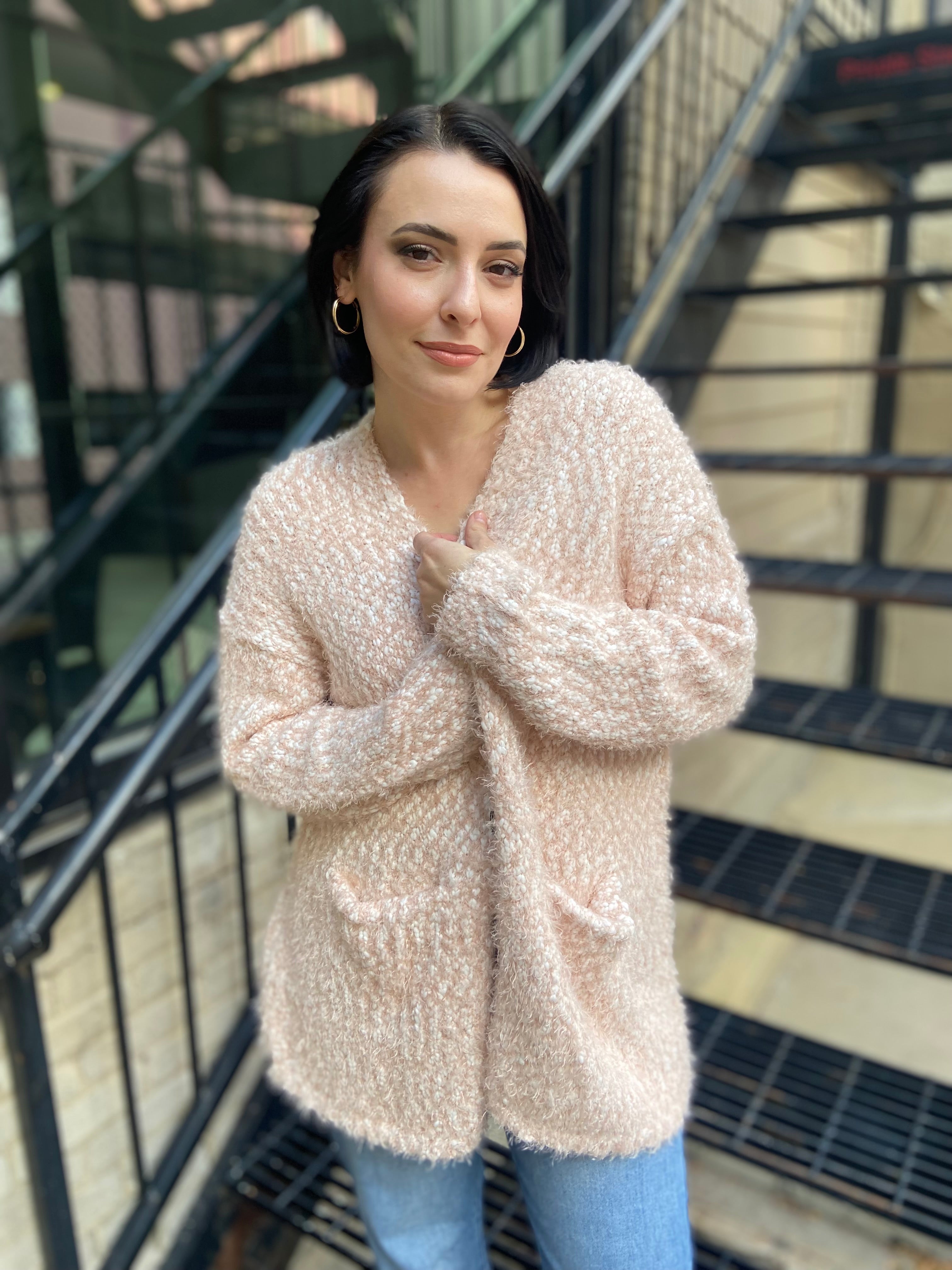 Lori Blush Pink Fuzzy Cardigan