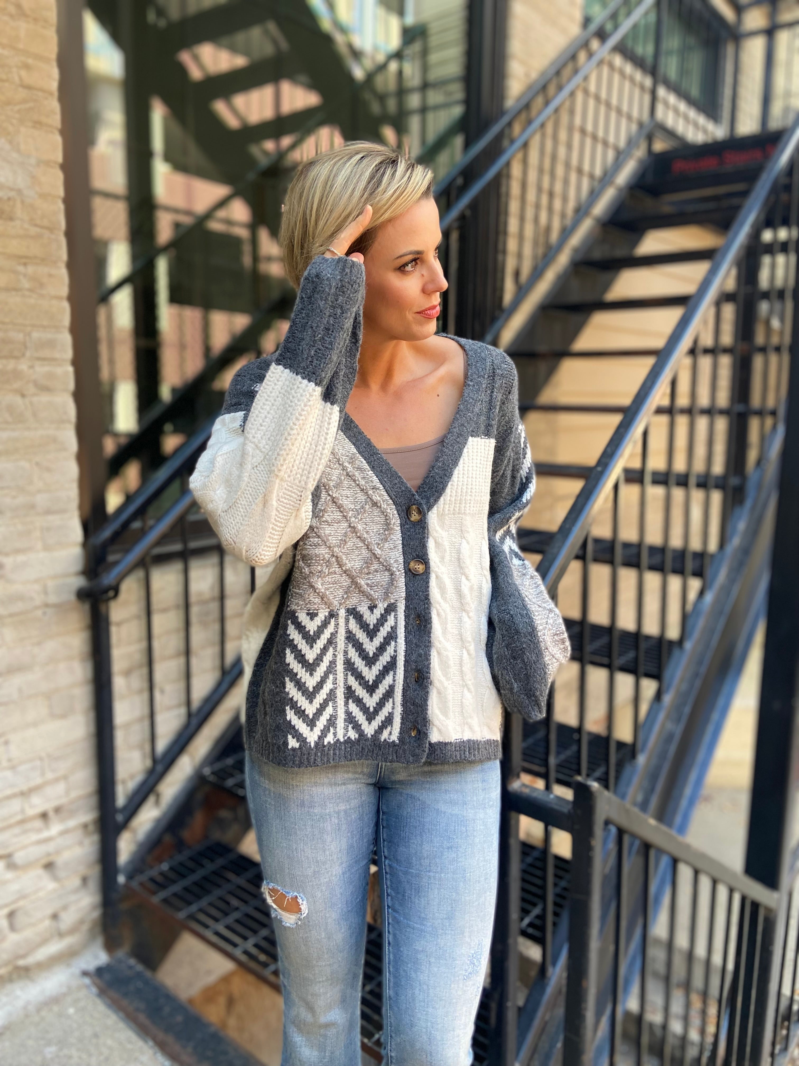 Orie Storm Neutral Button Cardigan