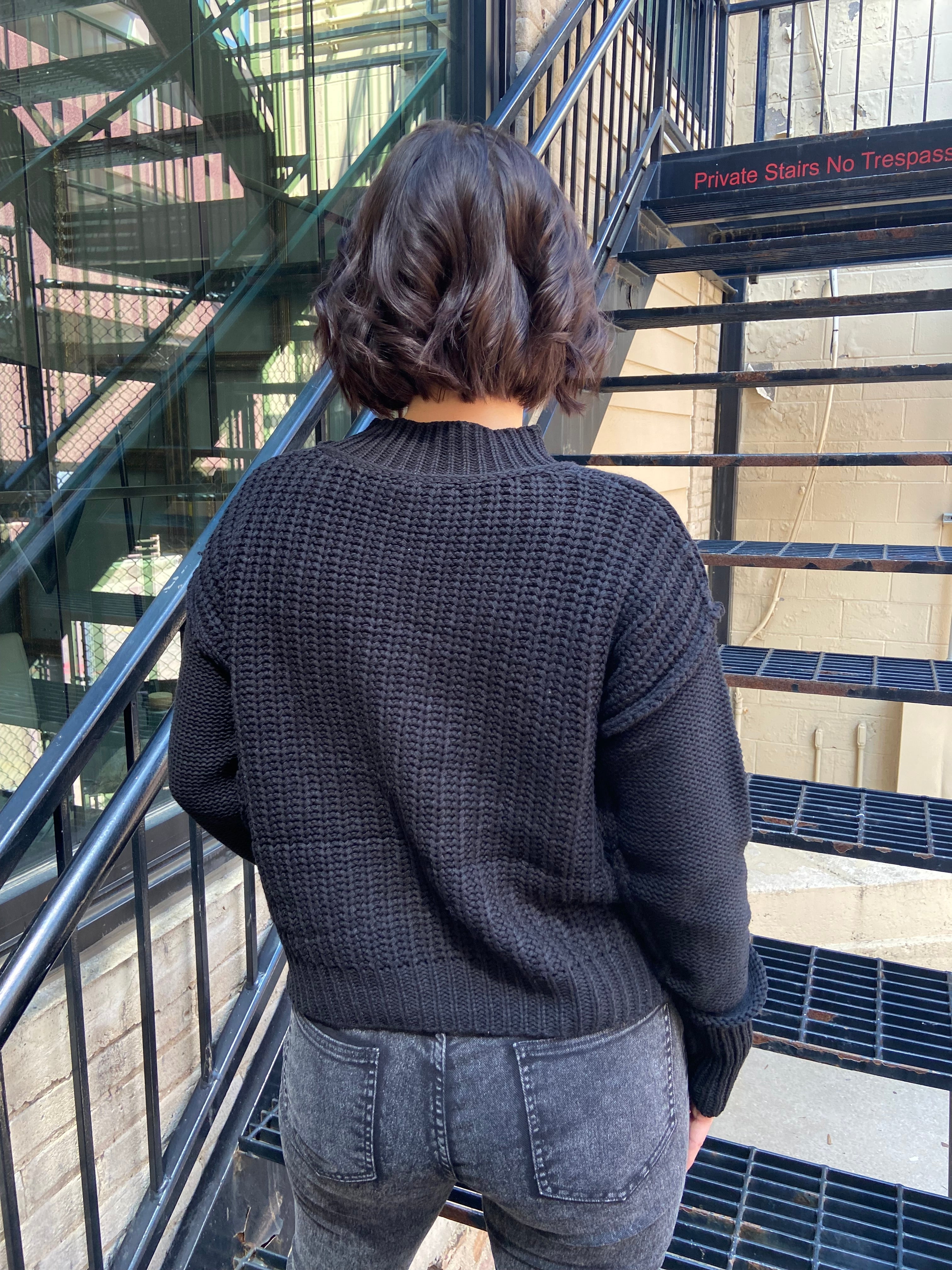 Marley Black Knit Long Sleeve Top