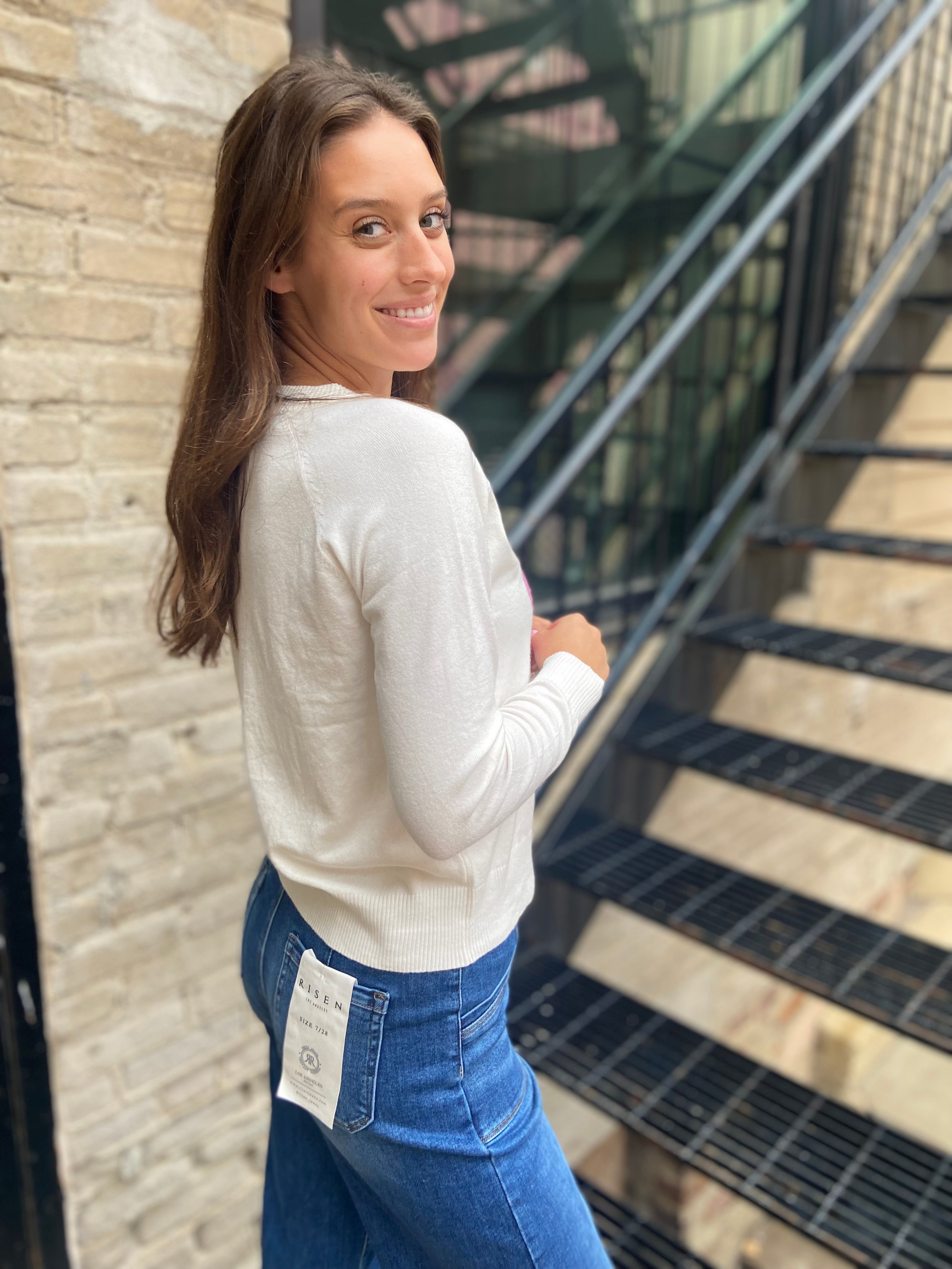 Pink Heart Crewneck Sweater