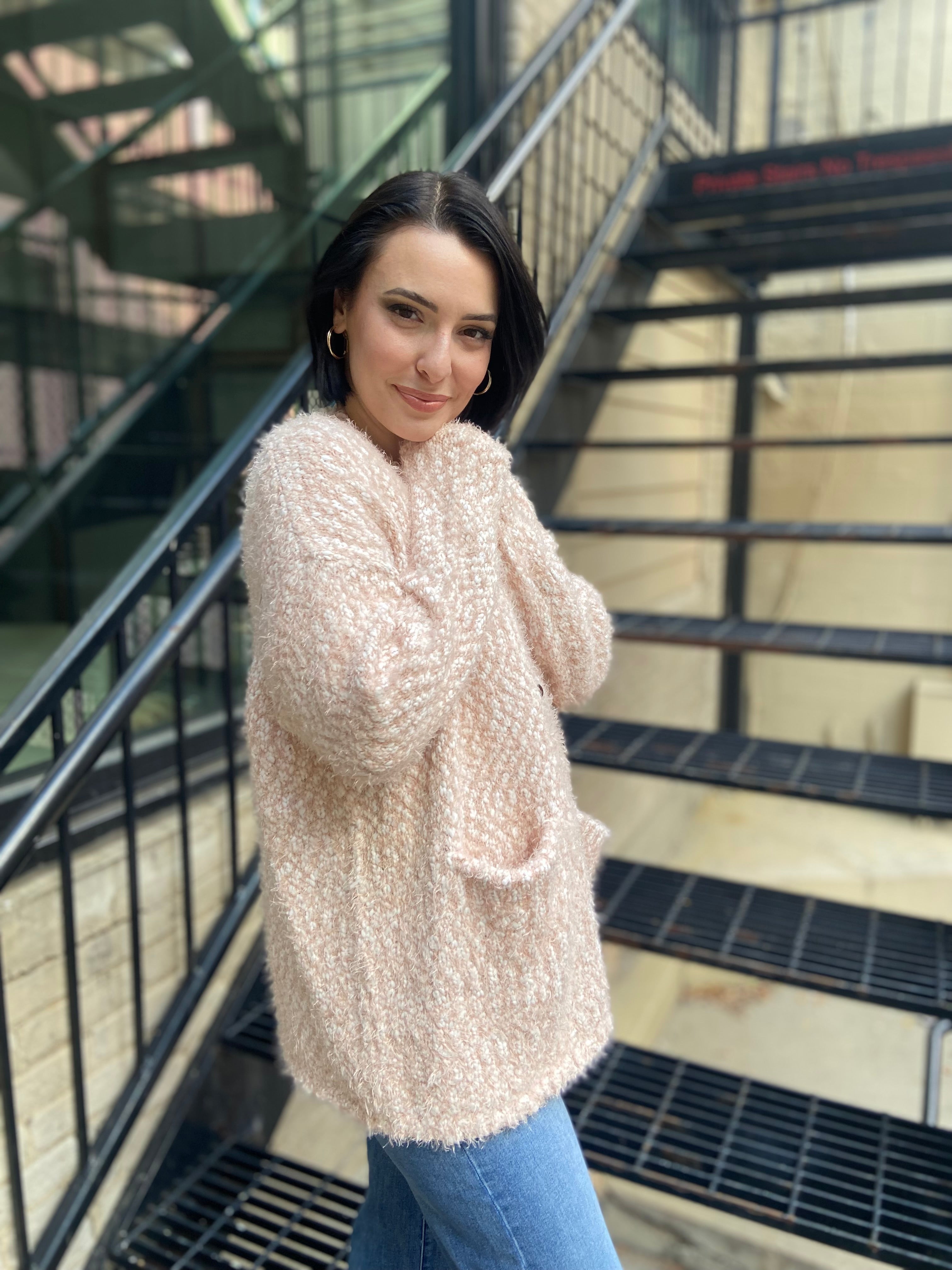 Lori Blush Pink Fuzzy Cardigan