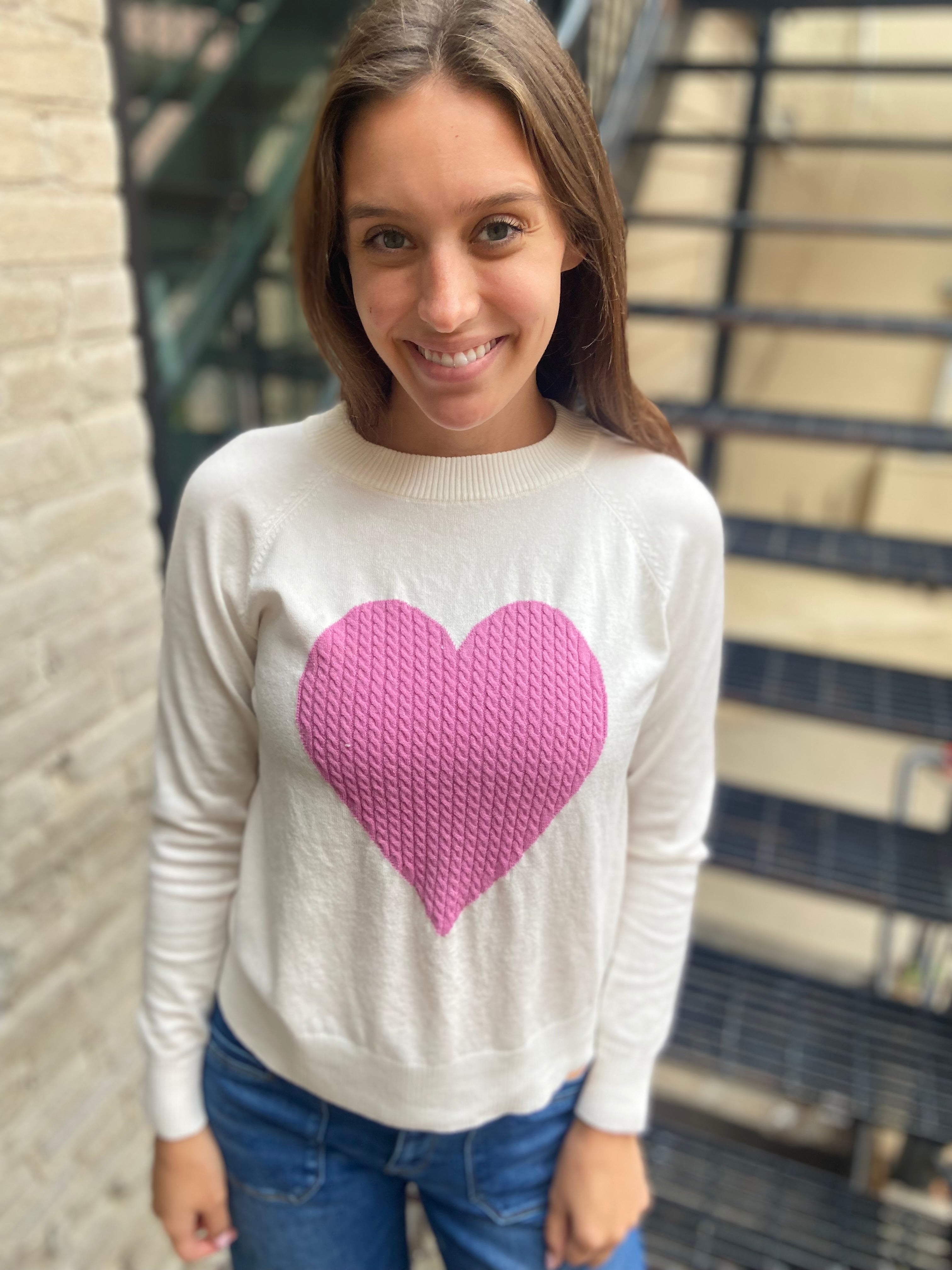 Pink Heart Crewneck Sweater