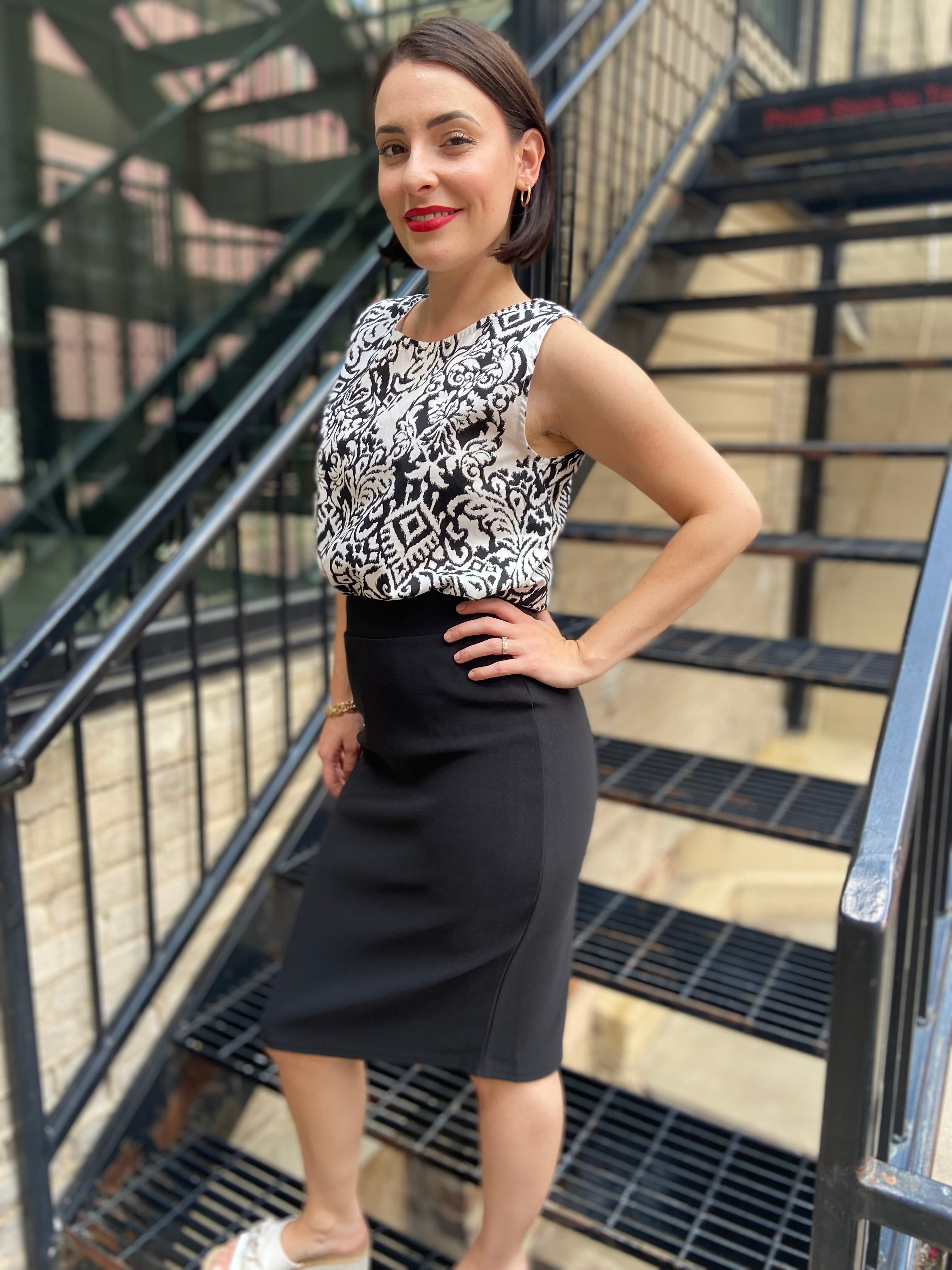 Cassie Black Scuba Pencil Skirt