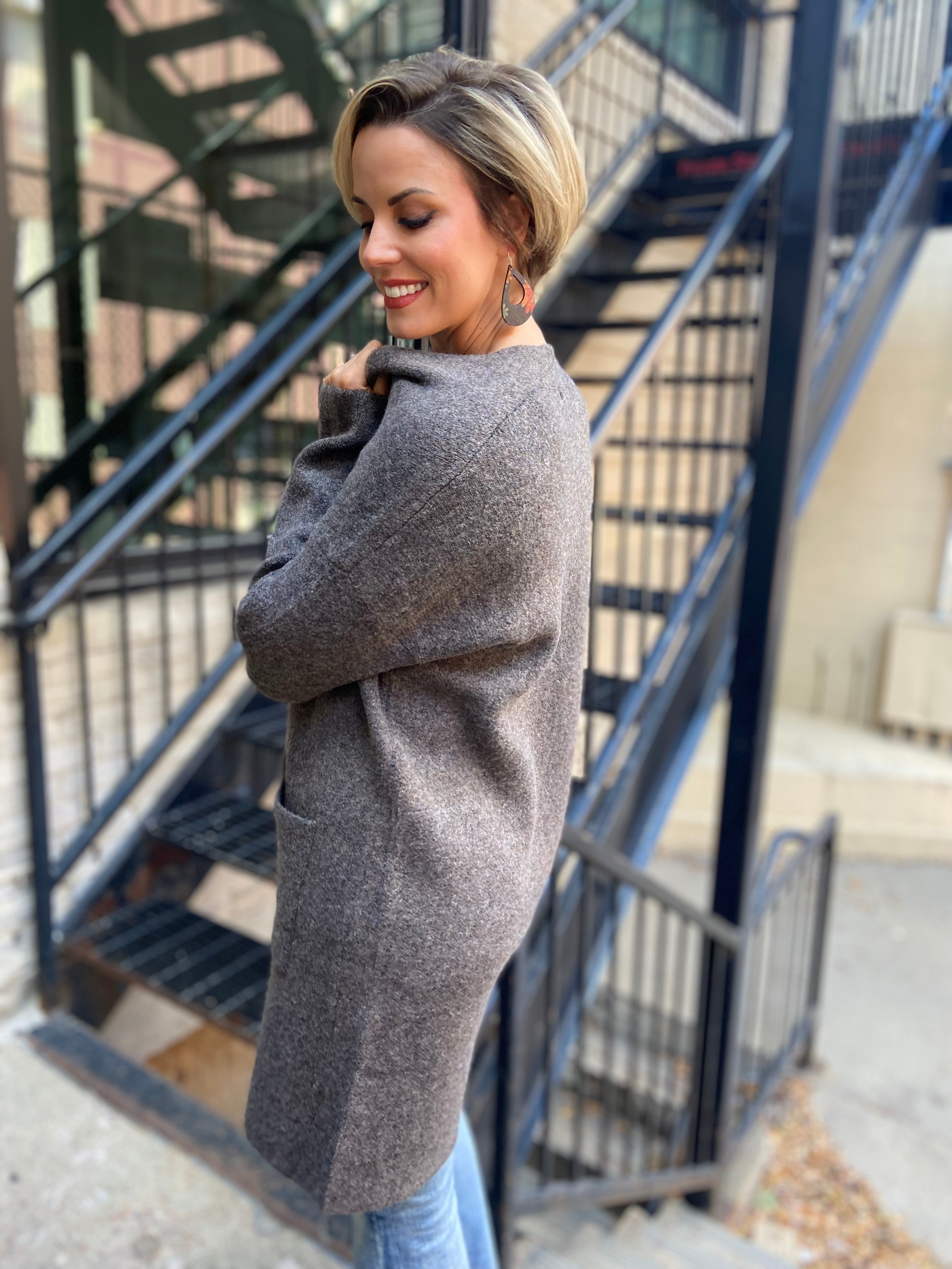 Jackie Dark Mocha Open Cardigan