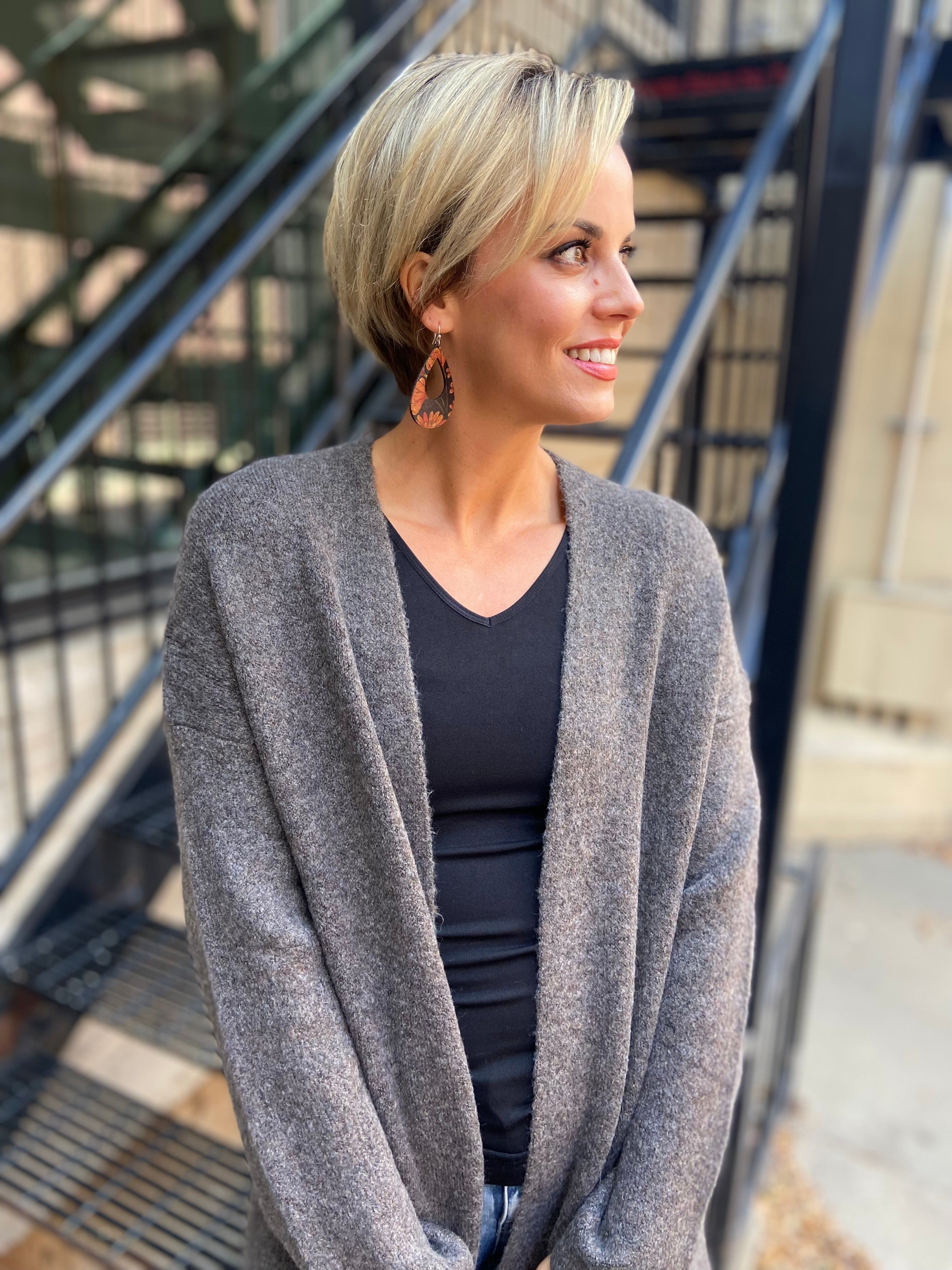 Jackie Dark Mocha Open Cardigan