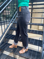 Karen Black Straight Leg Risen Jeans