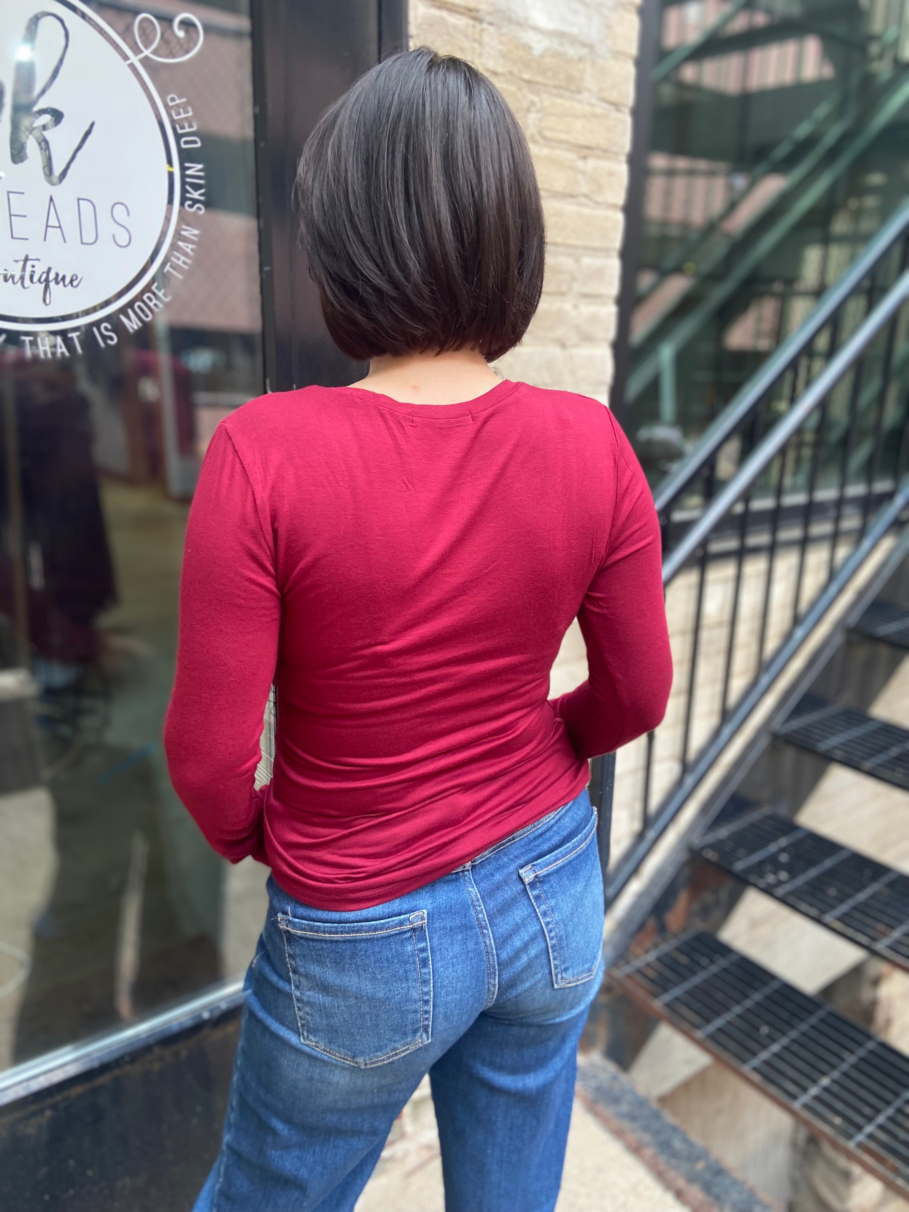 Ryan Burgundy Relaxed Long Sleeve