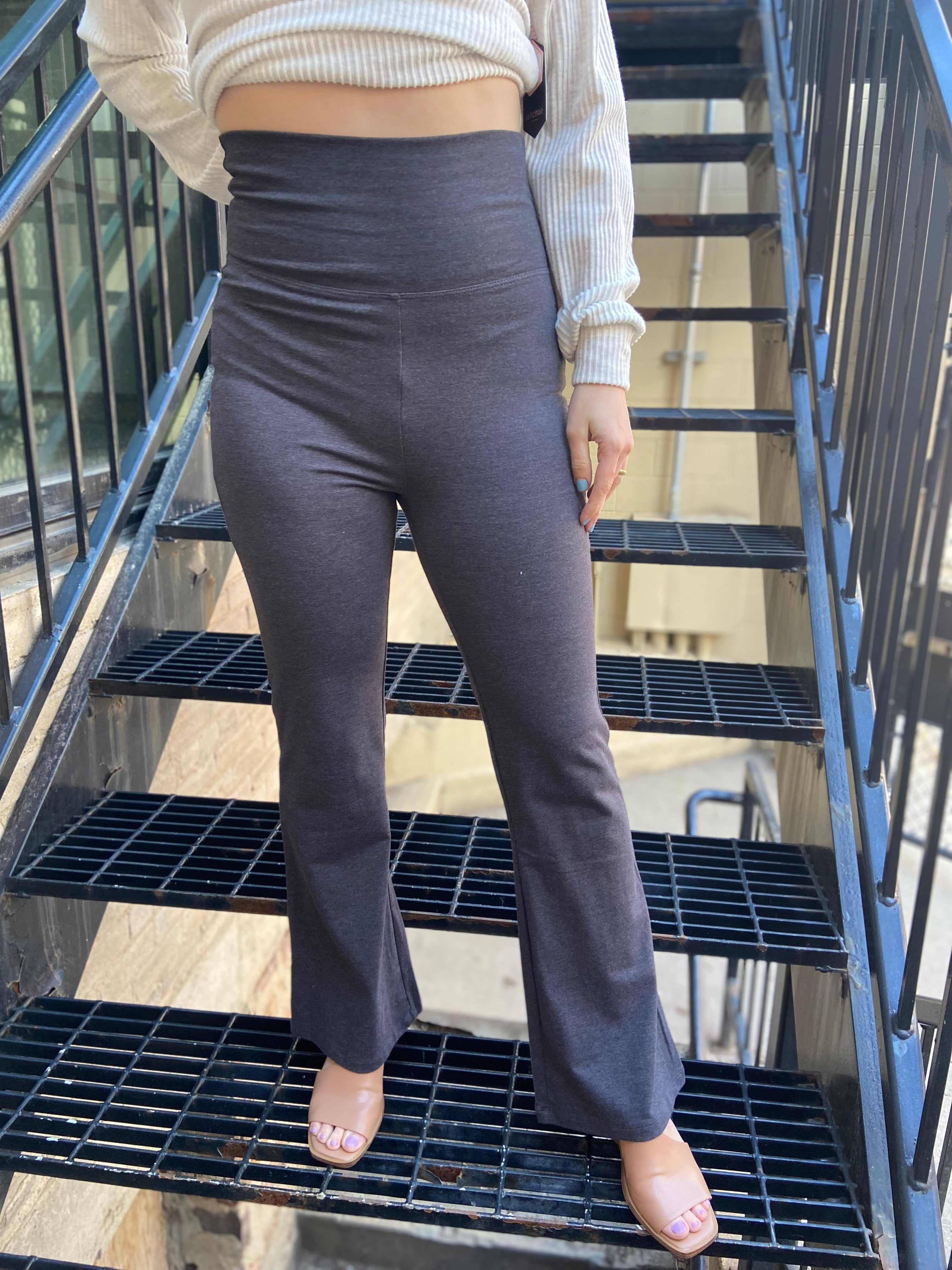 Annie Charcoal Fold Over Leggings - MK Threads Boutique