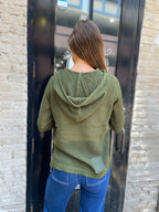 Bianca Olive Crochet Hoodie Sweater Top