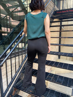 Courtney Black Front Slit Flare Pants
