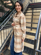 Elizabeth Khaki Plaid Trench Shacket