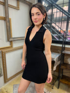 Cleo Black V Neck Mini Dress - MK Threads Boutique