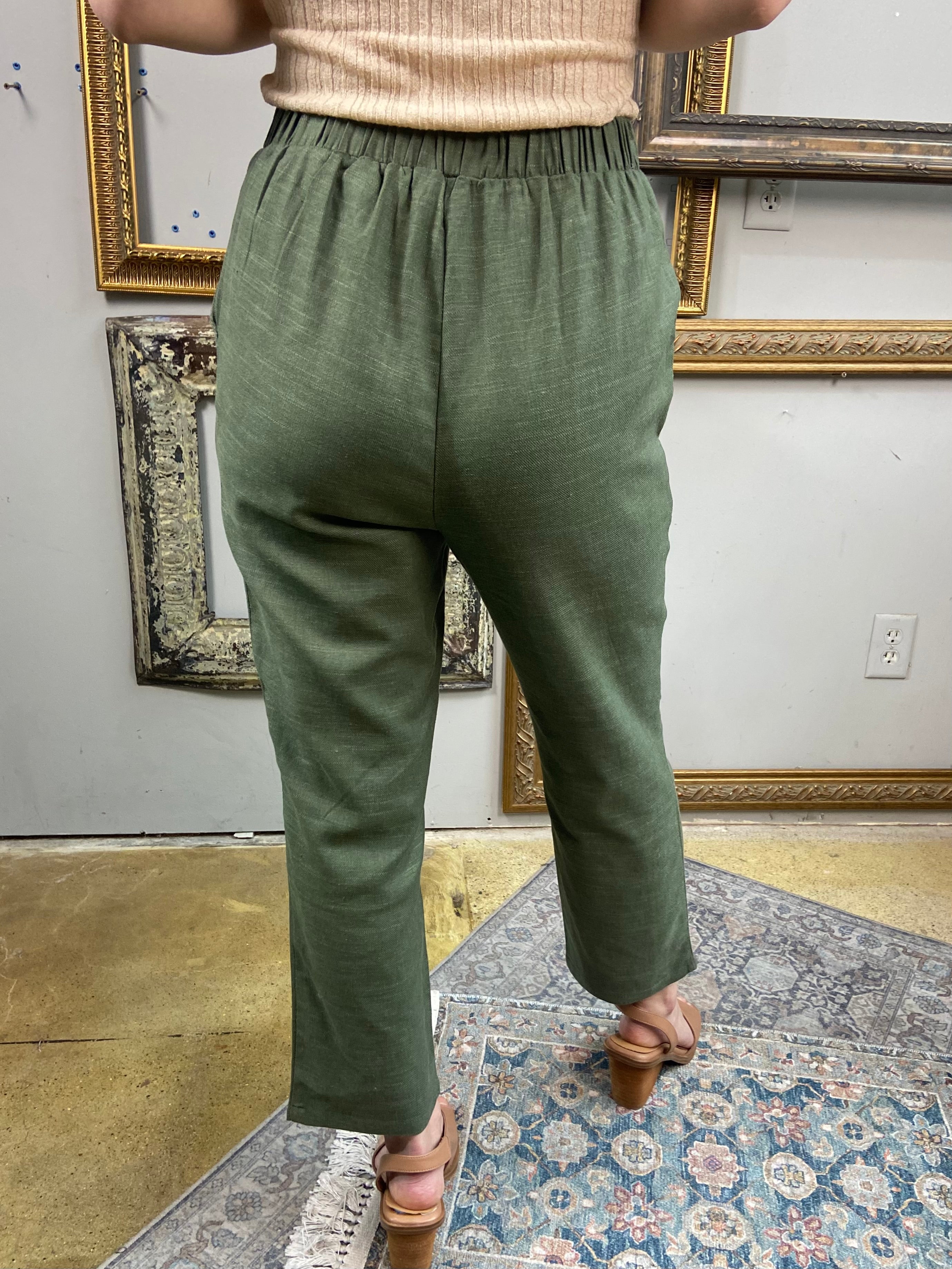 Ava Olive Straight Leg Pants - MK Threads Boutique