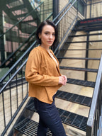 Azalia Cashew Suede Open Crop Jacket