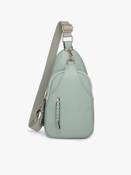 Nikki Dual Compartment Crossbody Sling Bag: Light Olive