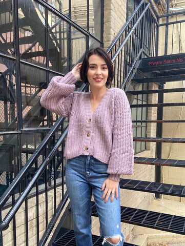 Adelaide Dusty Mauve Cardigan Sweater