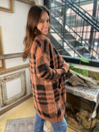 Kallie Camel & Black Long Cardigan Sweater